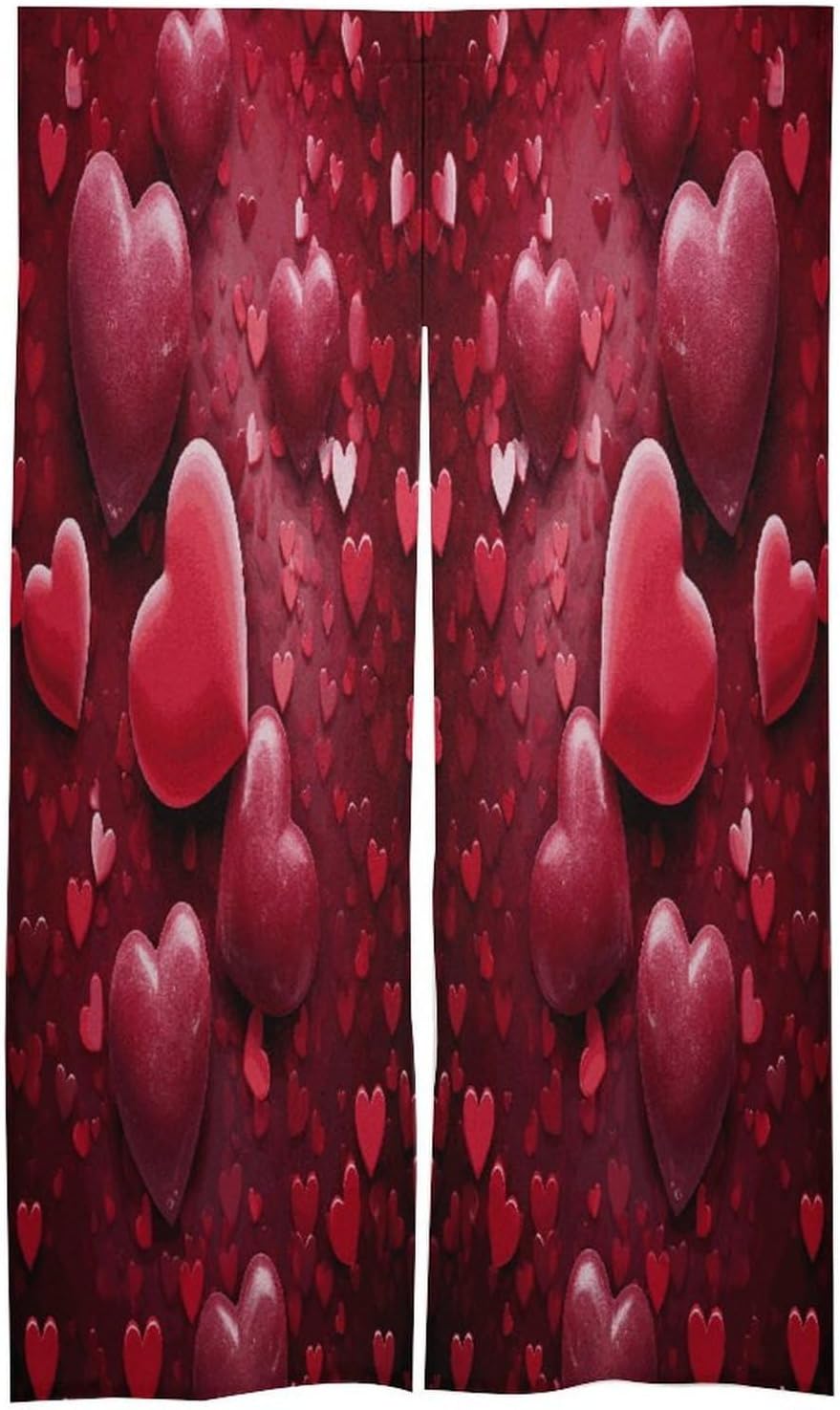Valentines Love Hearts Door Curtain Printed Doorway Noren Japanese Style Doorway Room Divider Curtains for Privacy Partition Divider Kitchen Home Decorations Wall Hanging