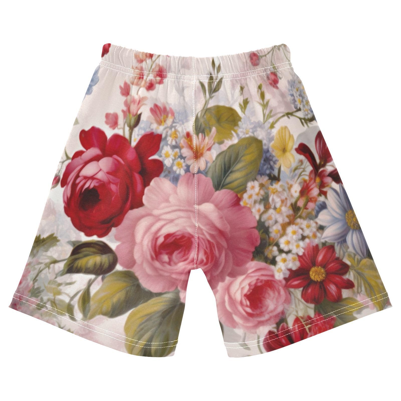 innewgogo Rose Branch Pink Red Flowers Toddler Baby Boy Girl Cotton Pull-On Shorts Elastic Waist Kids Pants Jogger Casual Shorts 4T
