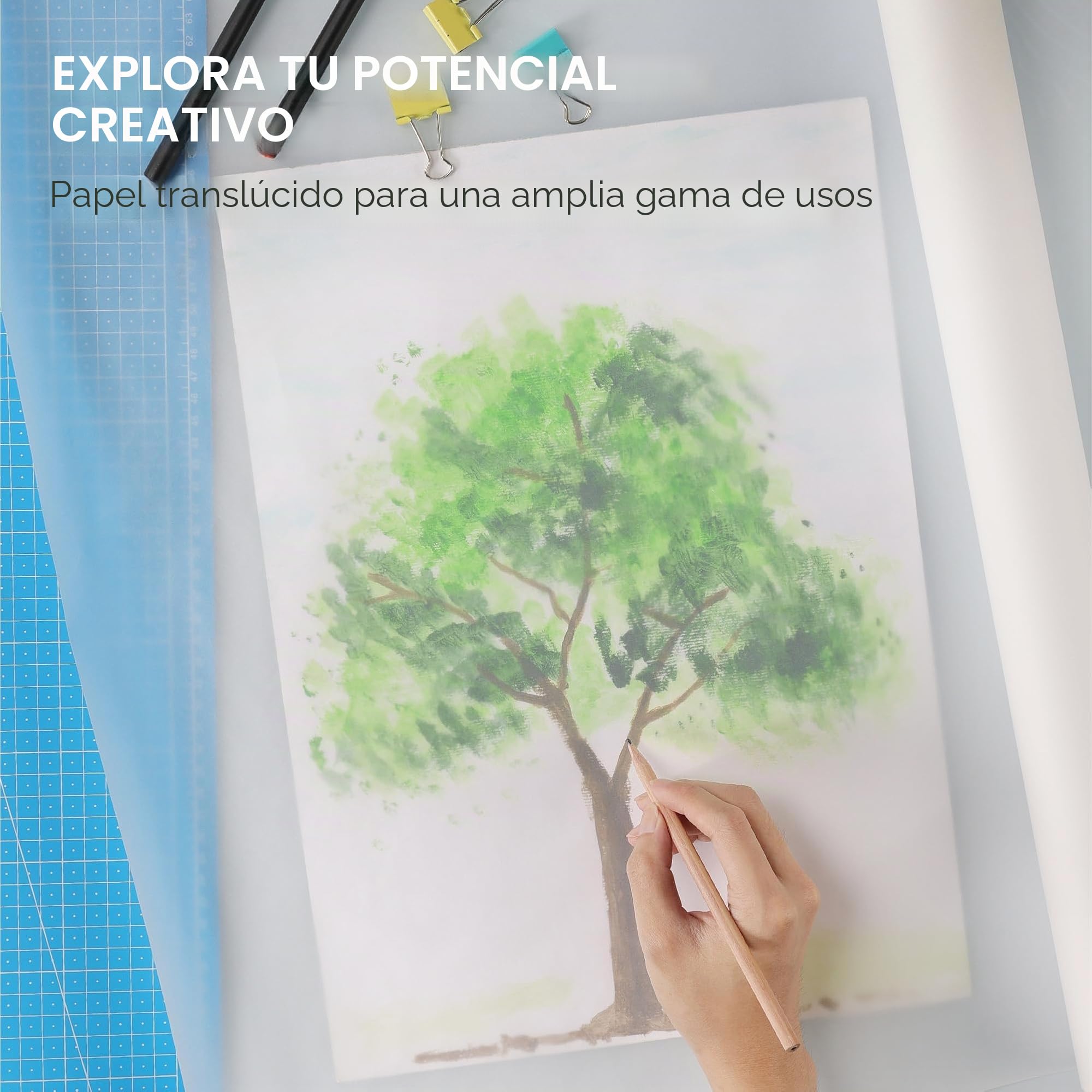 WINTEX Rollo de Papel Calco 25 m x 70 cm- para Patrones de Costura 50g/m² - Dibujo Bocetos Manualidades Patronaje Dibujo Tecnico para Tela