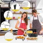 Air Fryer Rack for Ninja Dual Air Fryer Kannino 3pcs Layered Dehydrator Racks Stainless Steel Grilling Rack Rectangle Air Fryer Basket Tray with Clip and Heighten Feet Pad for Double Basket Air Fryers