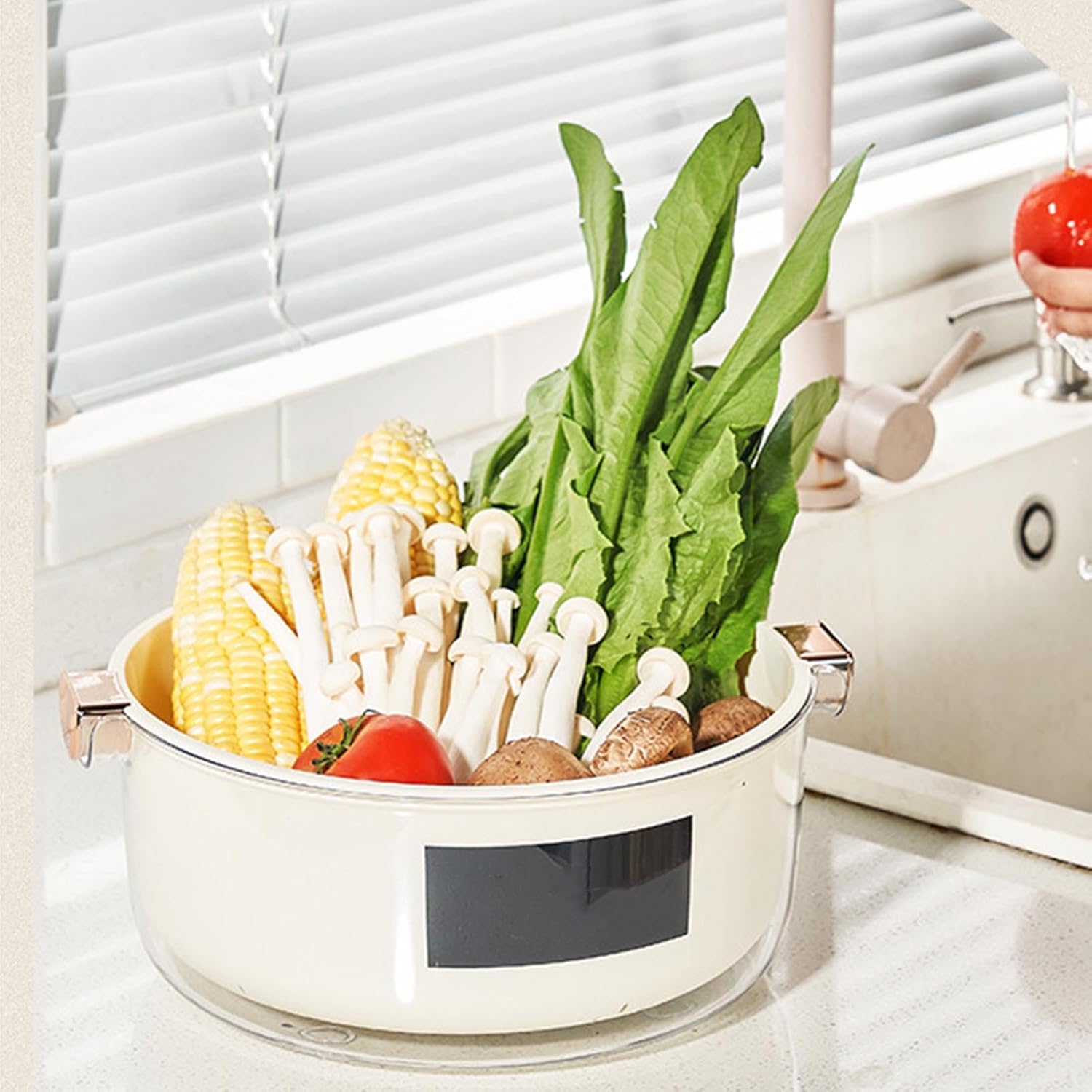 Kitchen Colanders Bowl Set Large Double Layered Strainer Basket for Food Washing and Draining Vegetables Fruits Safe Plastic Material