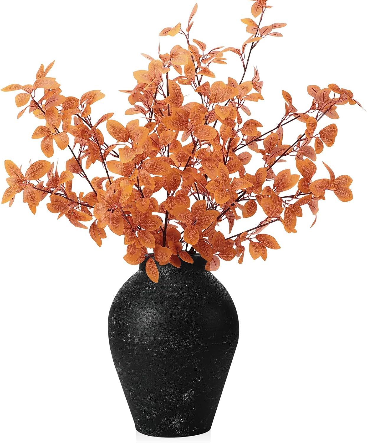 Janinka 5 Pcs Artificial Fall Eucalyptus Leaves Stem 33.5" Fall Stems for Vases Autumn Eucalyptus Leaves for Mantel Farmhouse Thanksgiving Halloween Table Centerpiece Bathroom Decor (Brown)