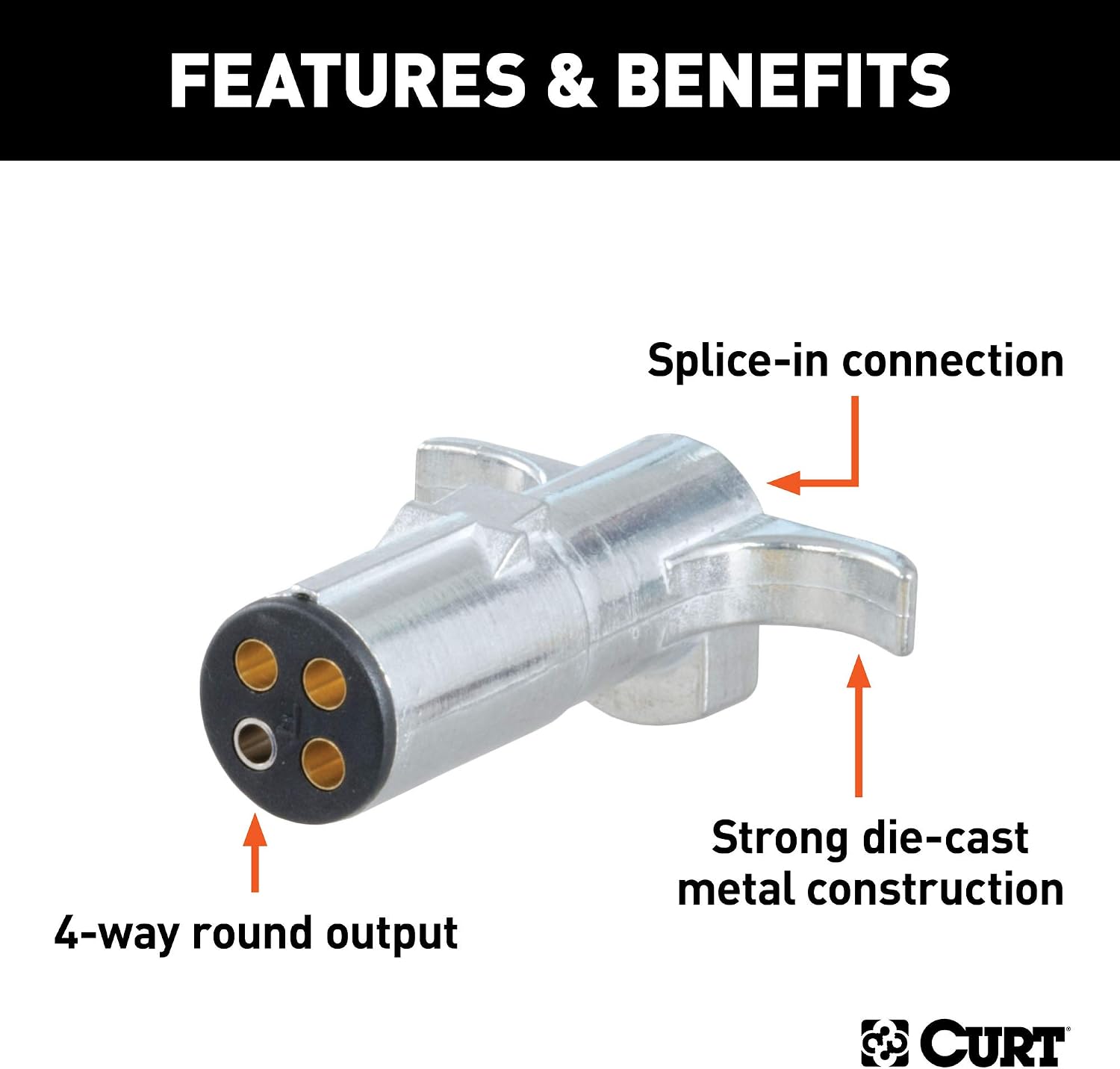 CURT 58060 Trailer-Side 4-Pin Round Wiring Harness Plug