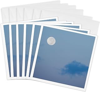 3dRose Greeting Cards - Australia, Northern Territory, Darwin. Full moon with blue sky. - 6 Pack - Moon