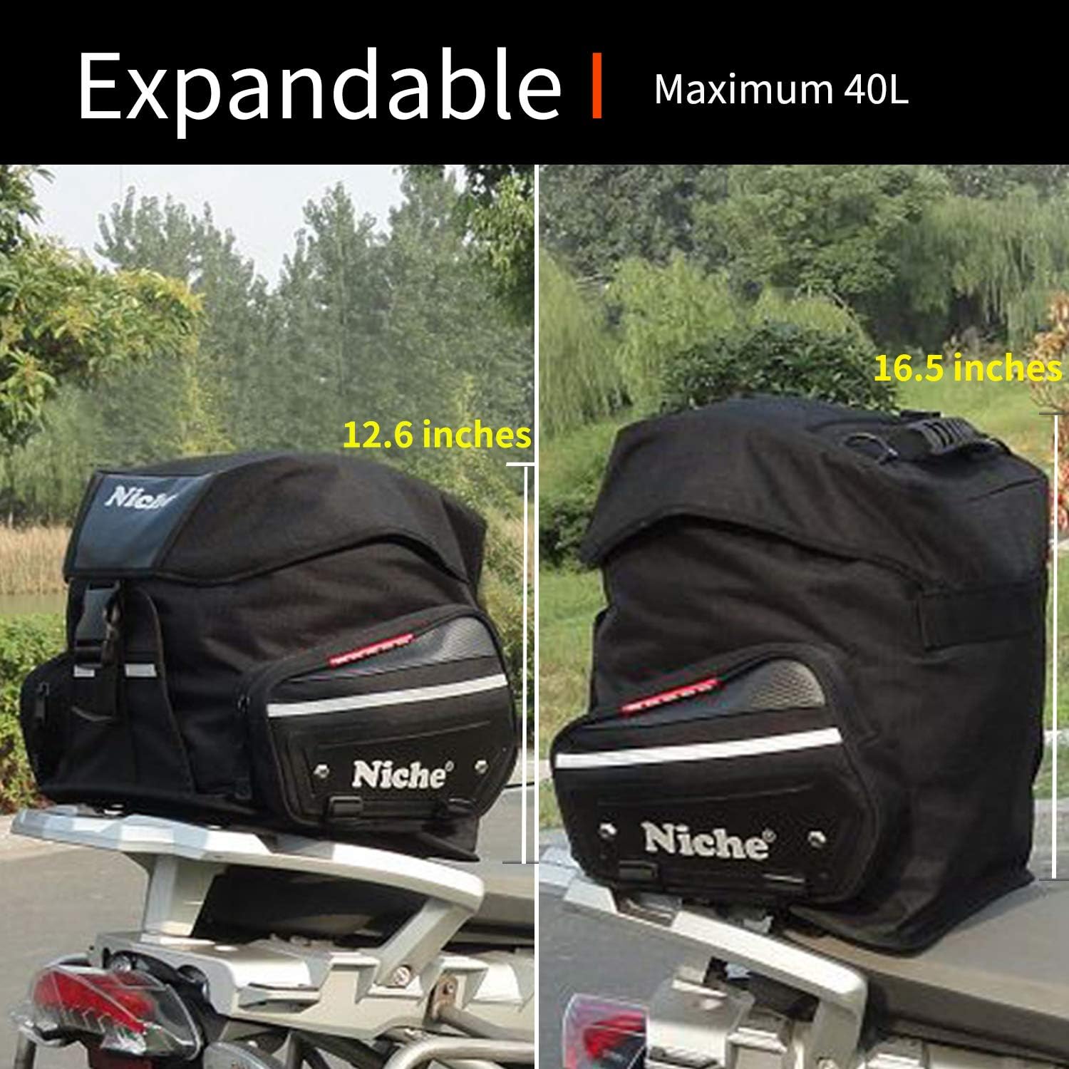 NICHE Motorcycle Tail Bag Travel Luggage, Weather Resistant Touring Seat Bag for Sports Bike and Street Bike, Motorcycle Rear Bag Shoulder Bag, Universal Type NMO-2215 : Automotive