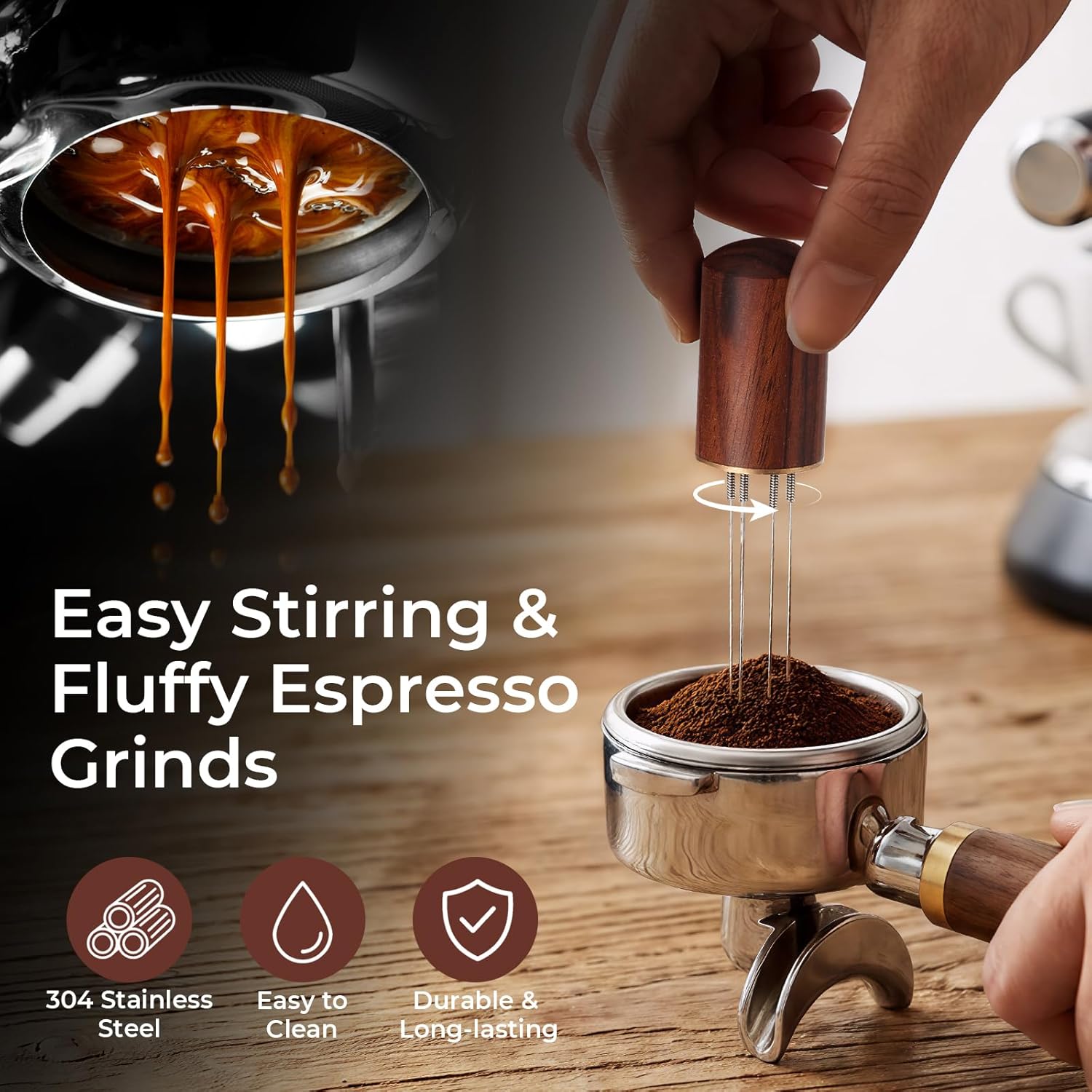 5PCS 58mm Espresso Accessories Kit,Espresso Tamper Tool,Coffee Distribution Tools,WDT Tool Espresso,Magnetic Dosing Funnel and Espresso Puck Screen,Fits 58mm Espresso Machine Portafilter (58mm)