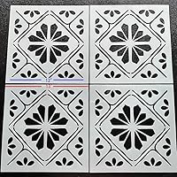 Vista 5 de HELLATHUND 4 plantillas de azulejos reutilizables de 12 x 12 pulgadas, plantillas de hormigón para patio, plantillas de piso grandes para diseño