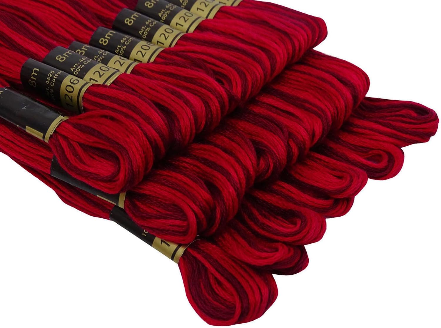 IBA Indianbeautifulart Anchor Dual Shade Stranded Cotton Cross Stitch Hand Embroidery Thread Floss 25 Skeins-Red & Maroon