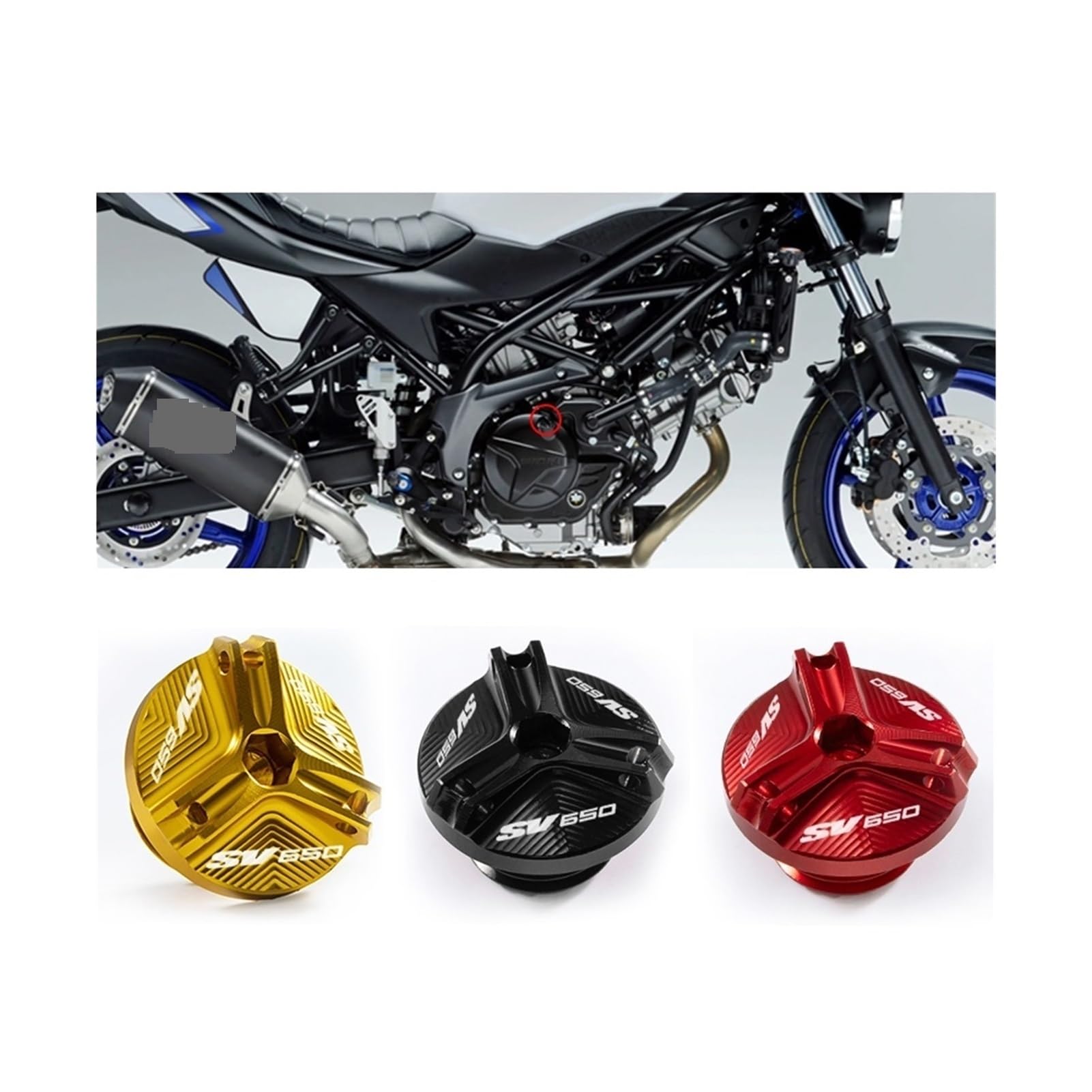 Bouchon D'Huile Moteur CNC Aluminium Pour Suzuki SV650 SV650X SV650A - Rouge