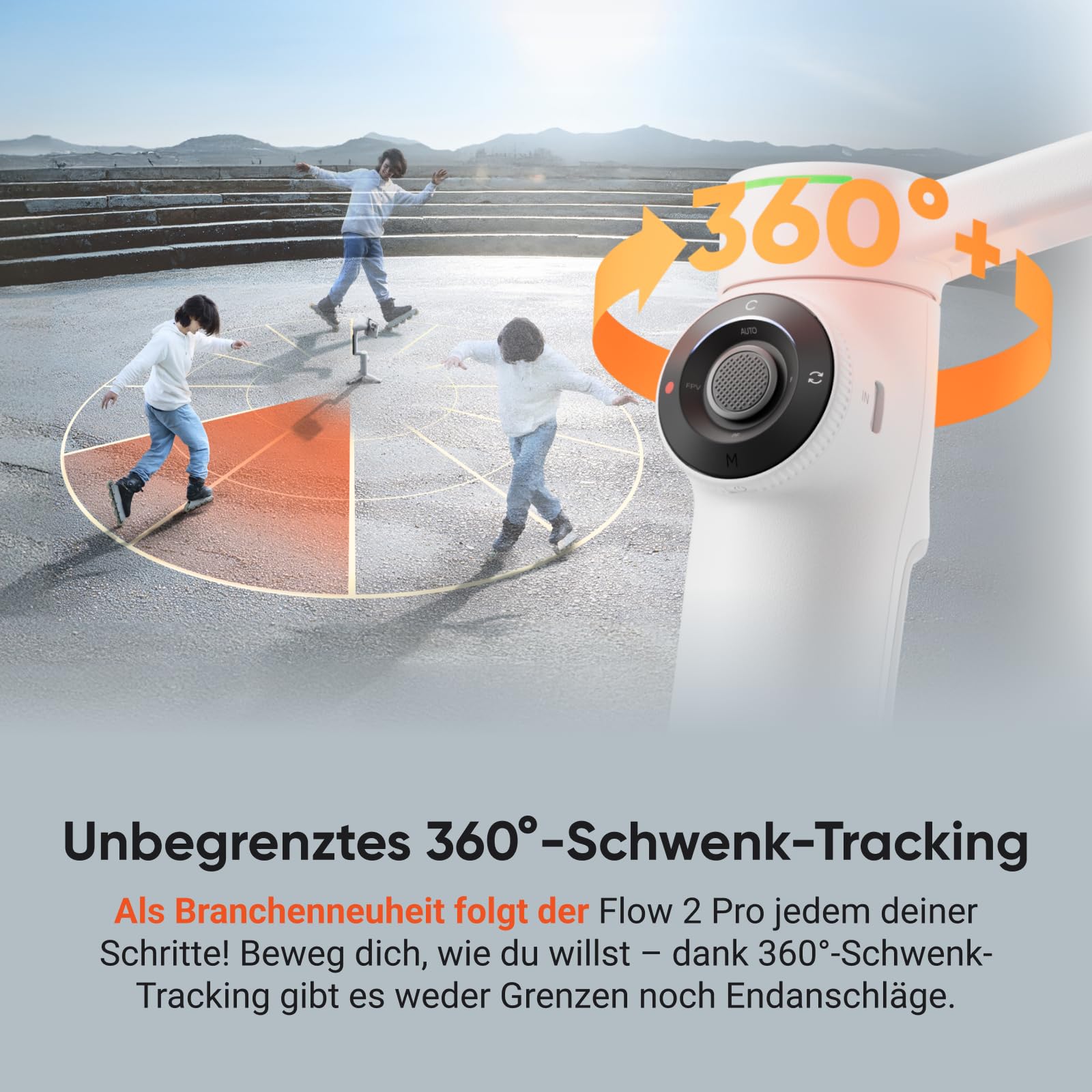 Insta360 Flow 2 Pro Vlog Bundle Weiß - Faltbarer AI Phone Gimbal, Tracking in 200+ Apps mit Apple DockKit, 360º-Pan-Tracking, integr. Stativ/Selfie-Stick, Fernbedienung, Spotlight/Rucksackhalterung
