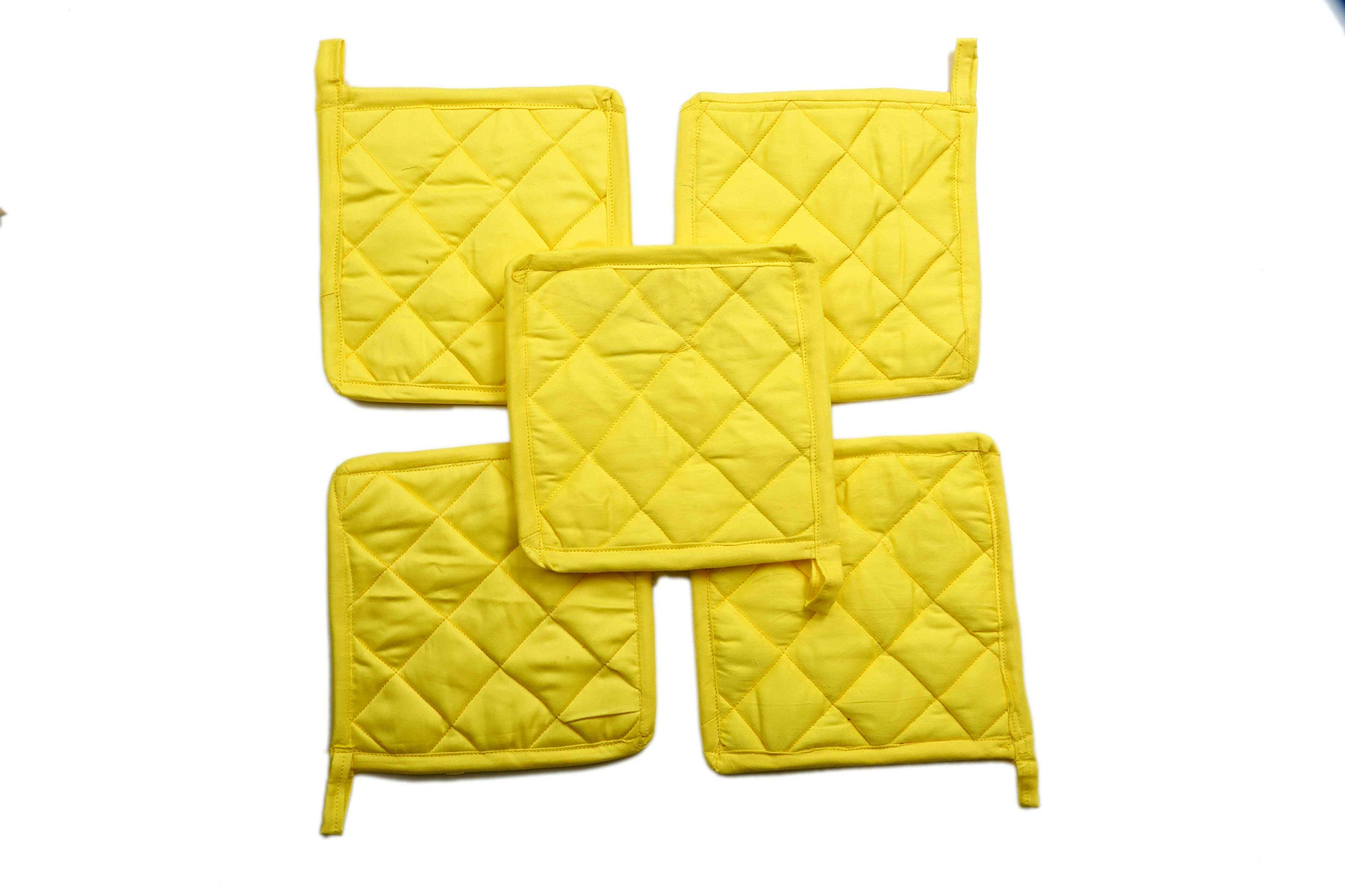 Set di 10 presine per cucina, 22,9 x 22,9 cm, resistenti al calore, 100% cotone, colore giallo