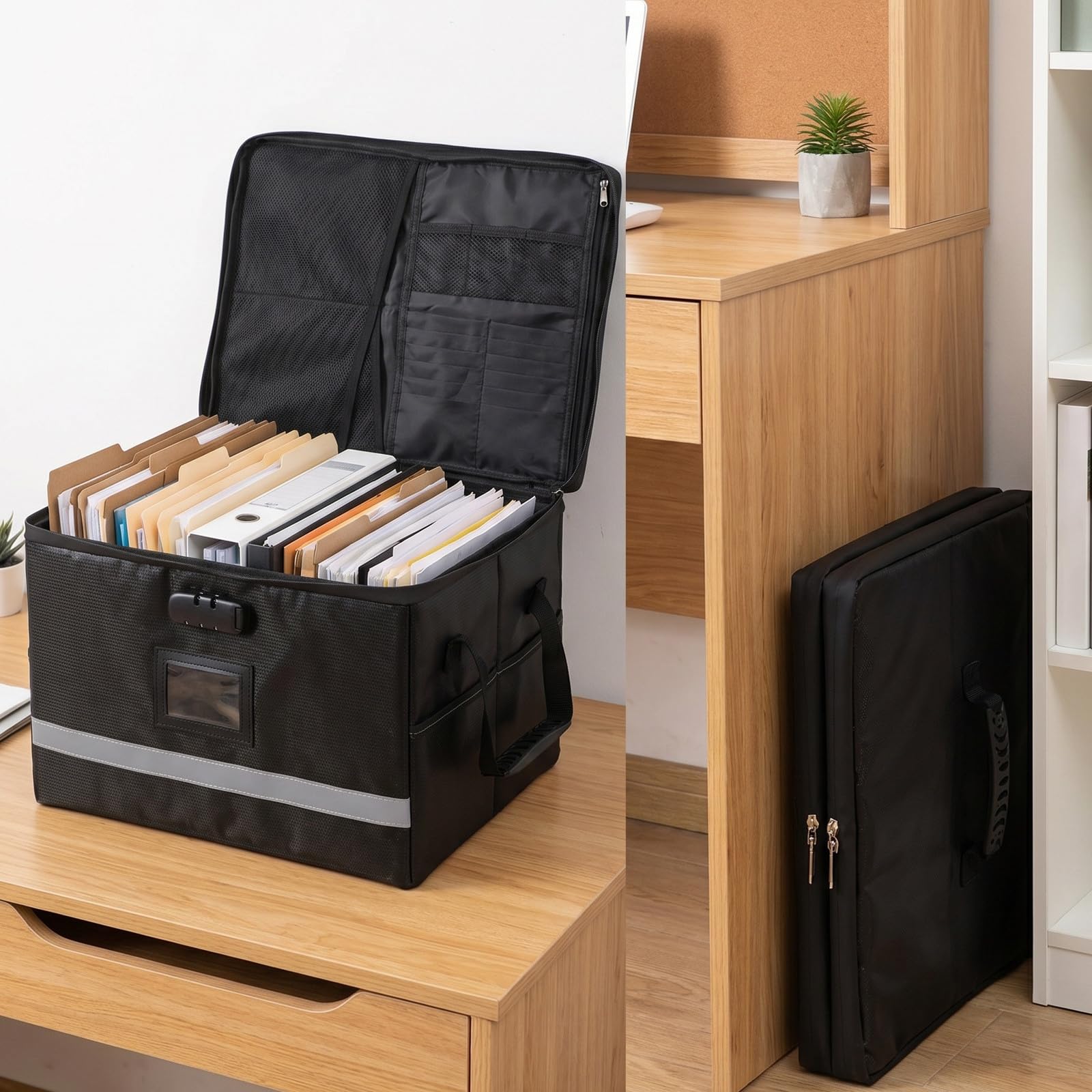Artibetter Abschließbare Dokumentenbox mit Griff und Reißverschluss – Feuerfester und wasserdichter Dokumentenorganizer mit 3-stelligem Zahlenschloss für Homeoffice, Büro, Schule und andere