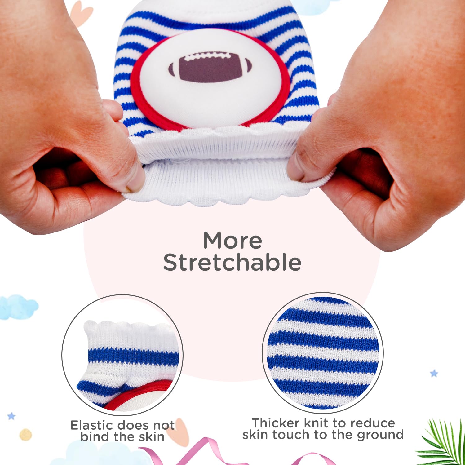 Mee Mee Soft Baby Knee/Elbow Pads for Crawling, Anti-Slip Padded Stretchable Elastic, Breathable Cotton Comfortable for Babies/Infants/Toddlers (Single Pack, Pink) 2