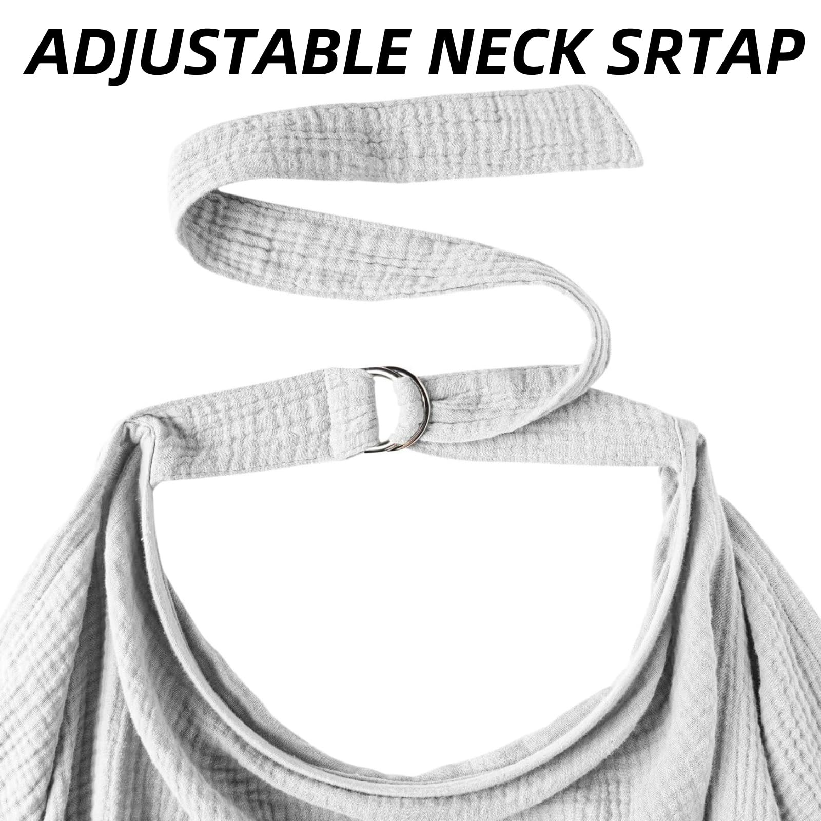 Housse d'allaitement en mousseline de coton avec sangle réglable, couverture légère pour extérieur (gris)