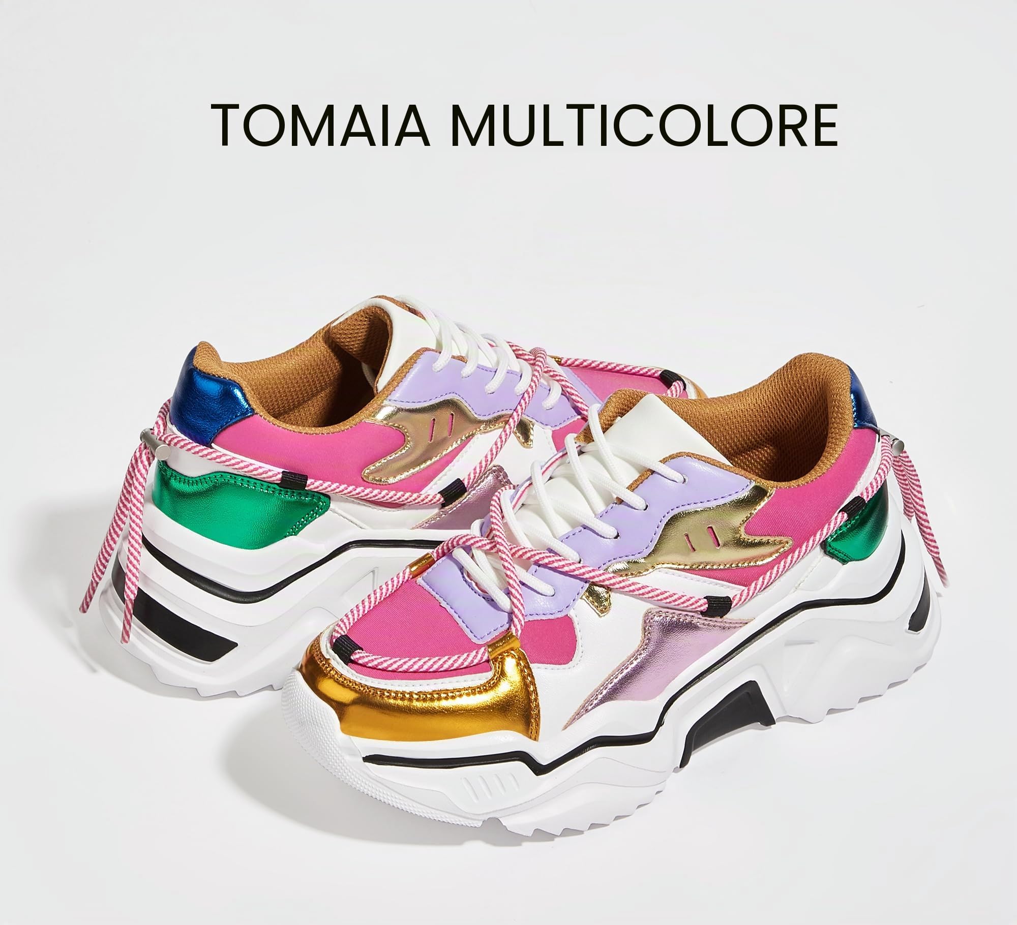LUCKY STEP Sneakers Donna con Zeppa – Scarpe Chunky Dad retrò, Scarpe Moda con Blocchi di Colore per Tutti i Giorni e Passeggiate
