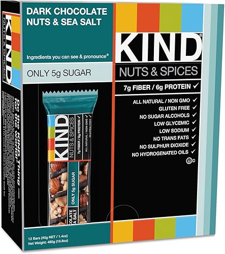 Miniatura 3 de Kind 17851 Barra de nueces y especias, nueces de chocolate negro y sal marina, 1.4 onzas, 12caja