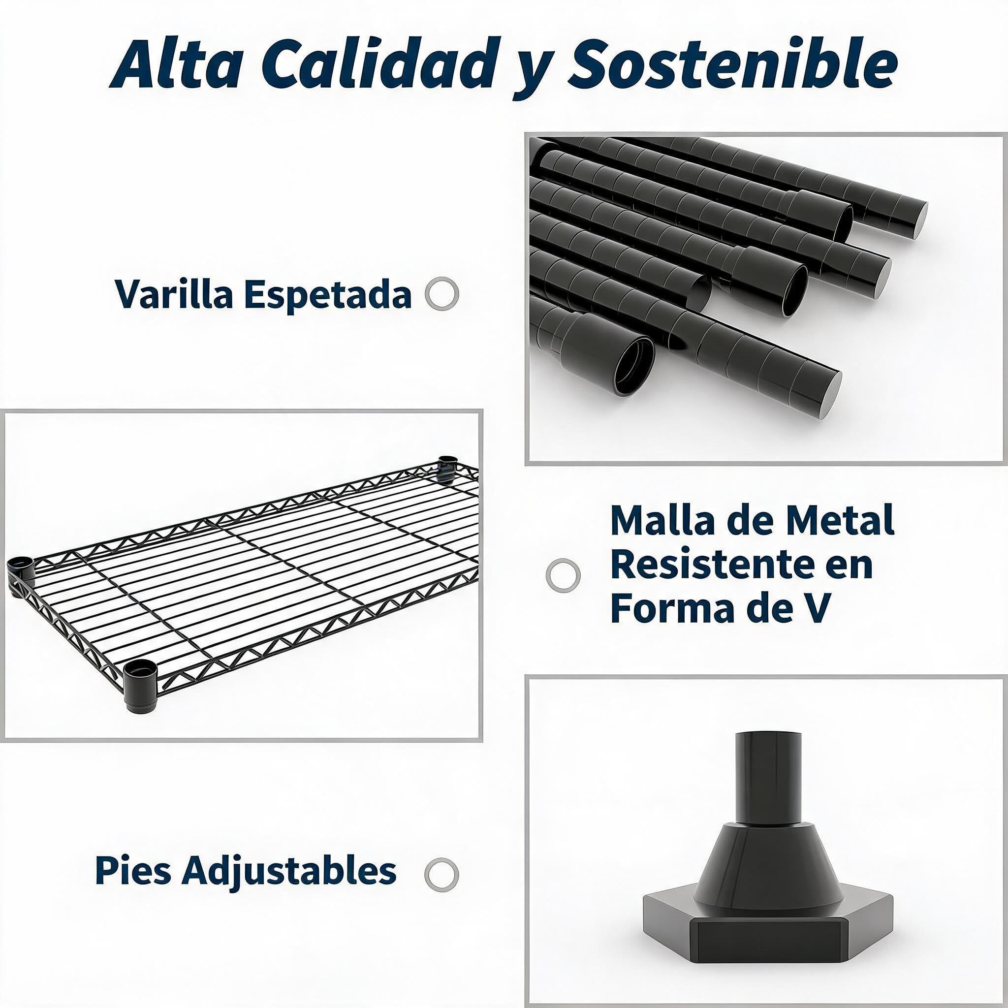 Garvee Estantería Metálica de 5 Niveles de Acero al Carbono, Doble Fila de 40 cm de Fondo, 180x40x180 cm, 100 kg por Nivel y 500 kg Totales, Altura Regulable para Cocina Garaje y Despensa, Negro