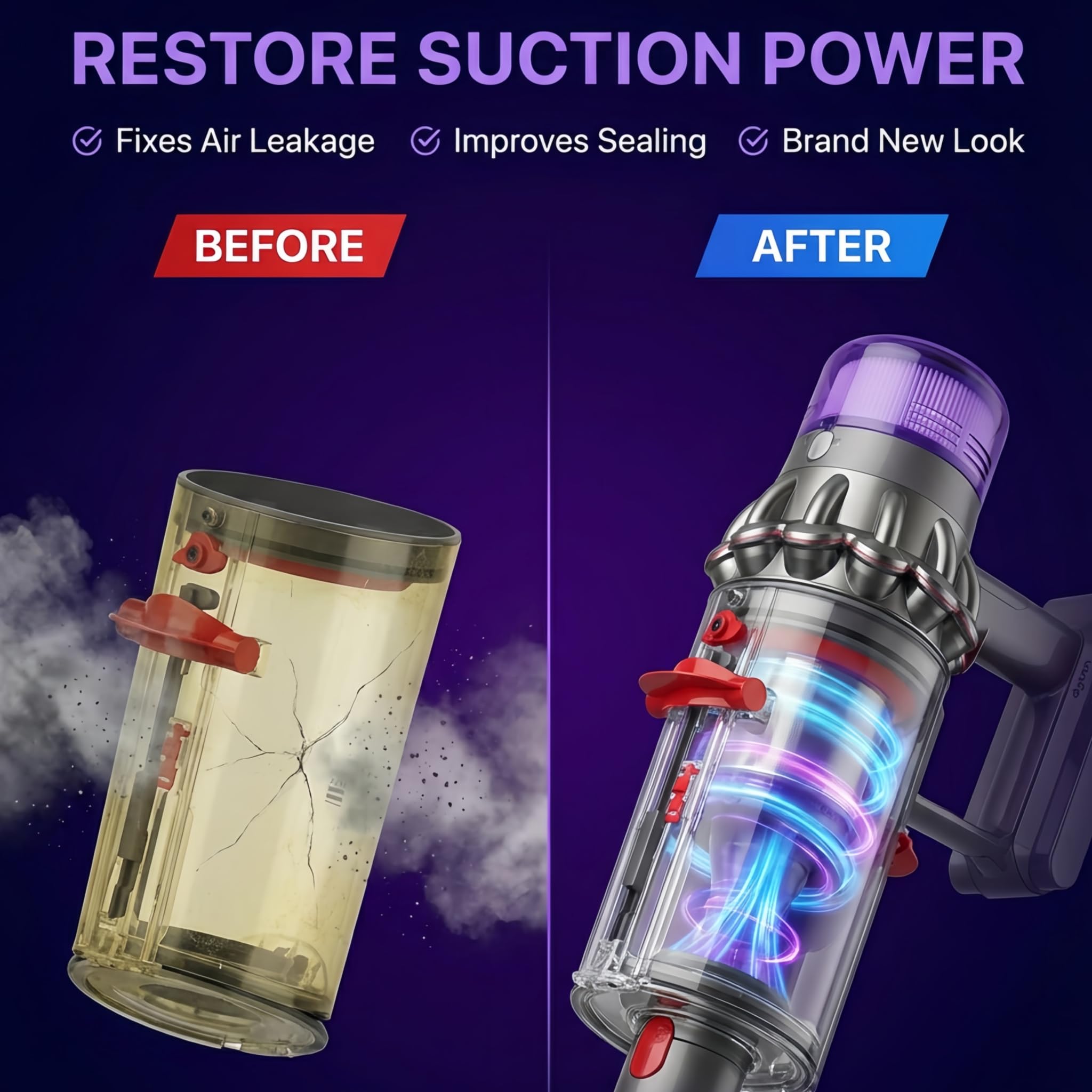 Dyson V11 V15 Dust Bin Replacement - Restore Suction -3