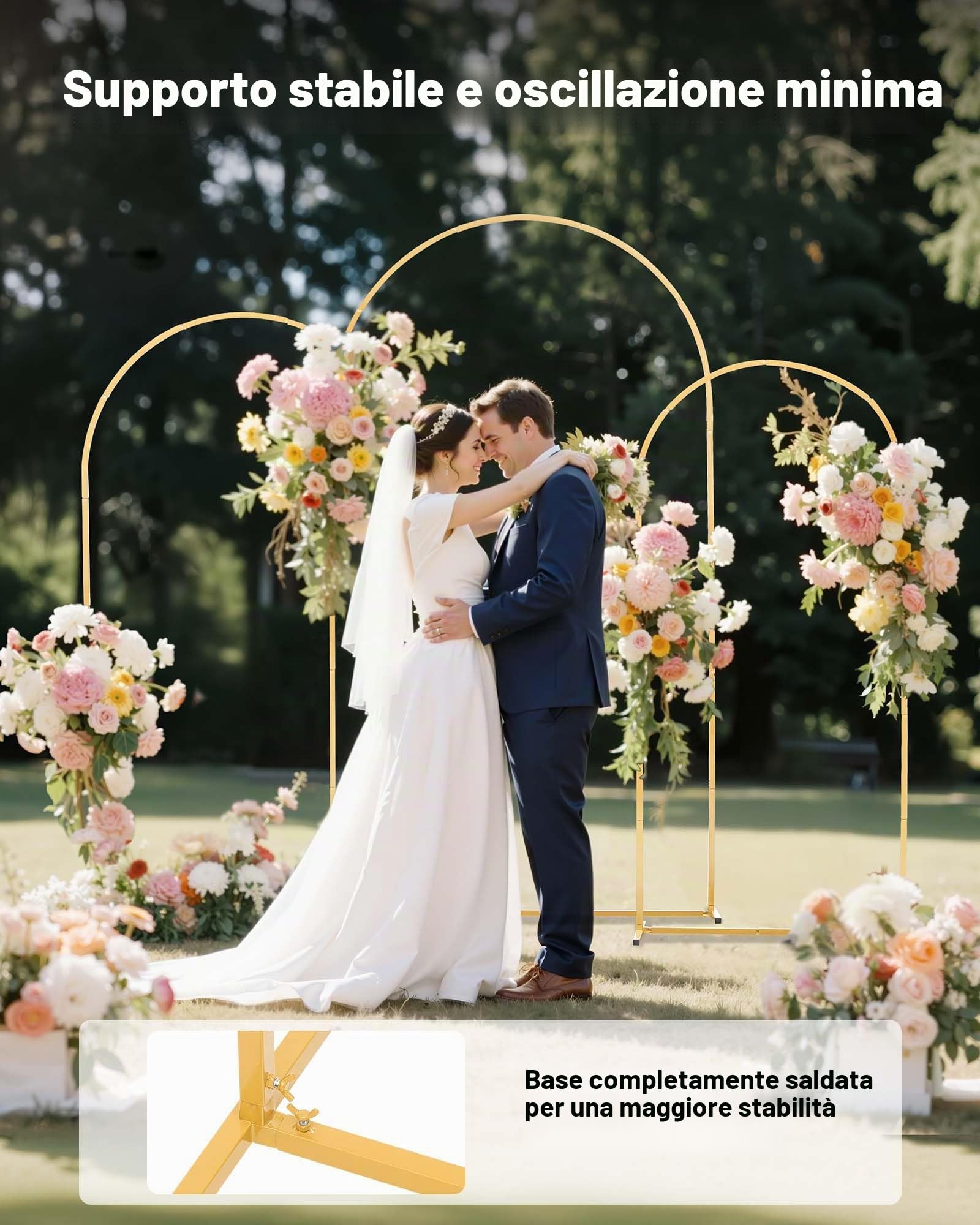VEVOR Supporto per Fondale ad Arco 2,2/2 / 1,8 m, Set da 3, Struttura Stabile, Facile da Montare, Set di Fondali ad Arco per Feste per Matrimoni, Feste di Compleanno, Decorazioni per Cerimonie