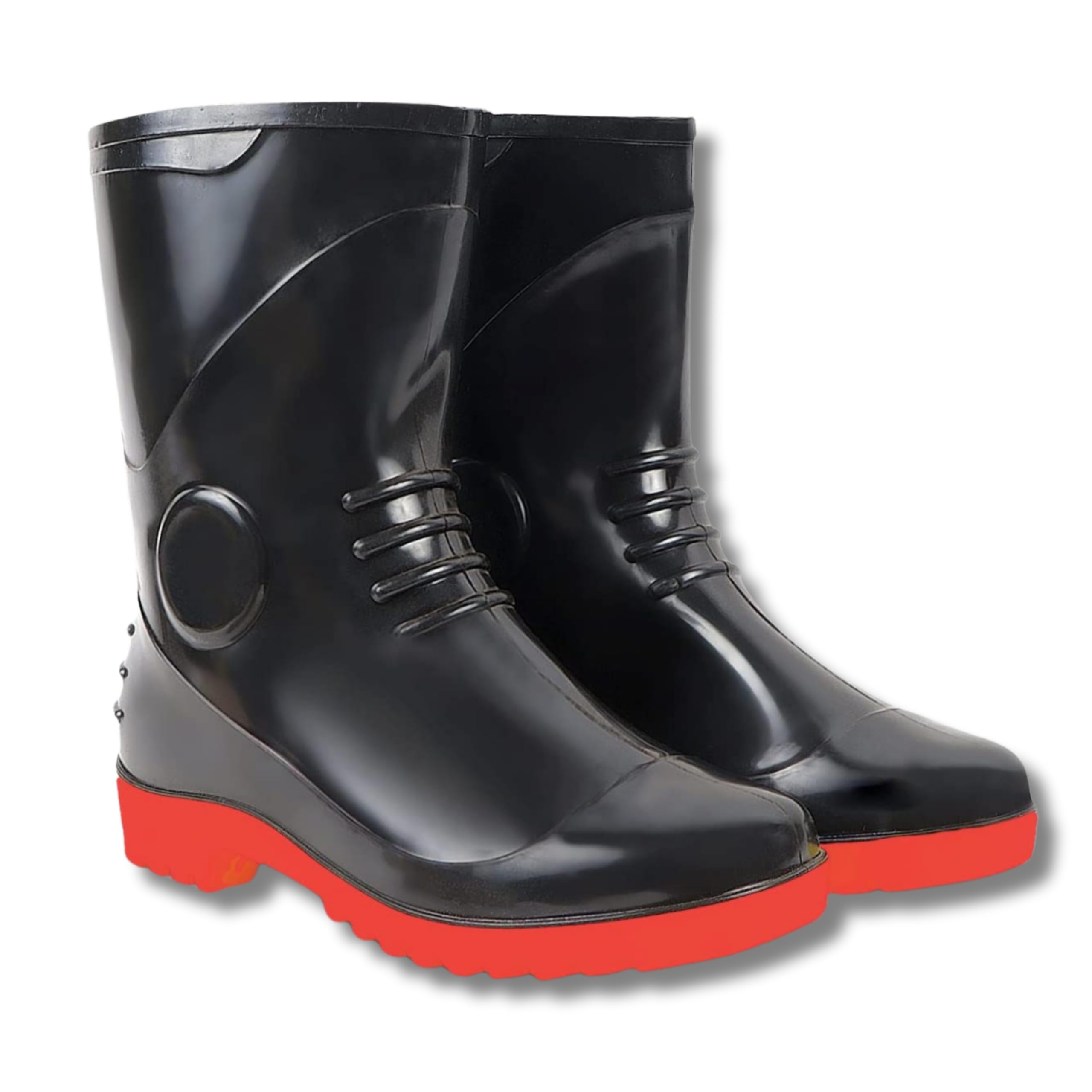 valorous 2 Pair Mercury Dual Density Red Sole Safety Full PVC Gumboot 9 inch Long Light Weight, Anti slip, Waterproof
