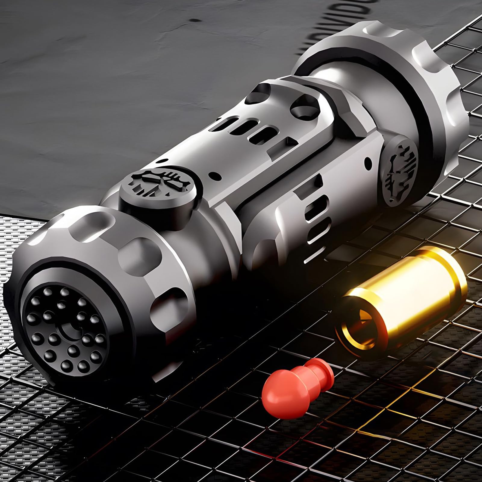 Metal Tungsten Steel Fidget Toy Gun Fidget Slider Fidget Gun Stress Relief Relax EDC Gyro Finger Toy Fidget Ring Fingertip Textured Spinner (Black)