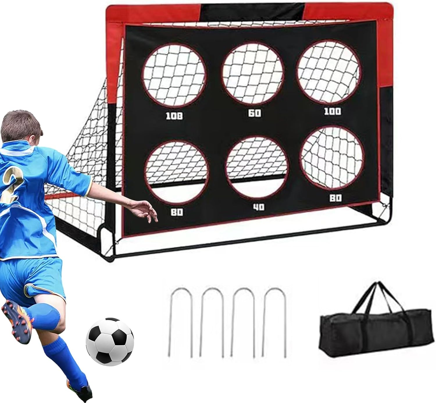 Backyard Soccer Goals - Pop Design Target Toy, 4 Ft Wide X 3 Ft High Rectangular Folding with Portable Frame, Training Practice Accessory for Kids Boys Girls Sports Fun Outdoor Play
