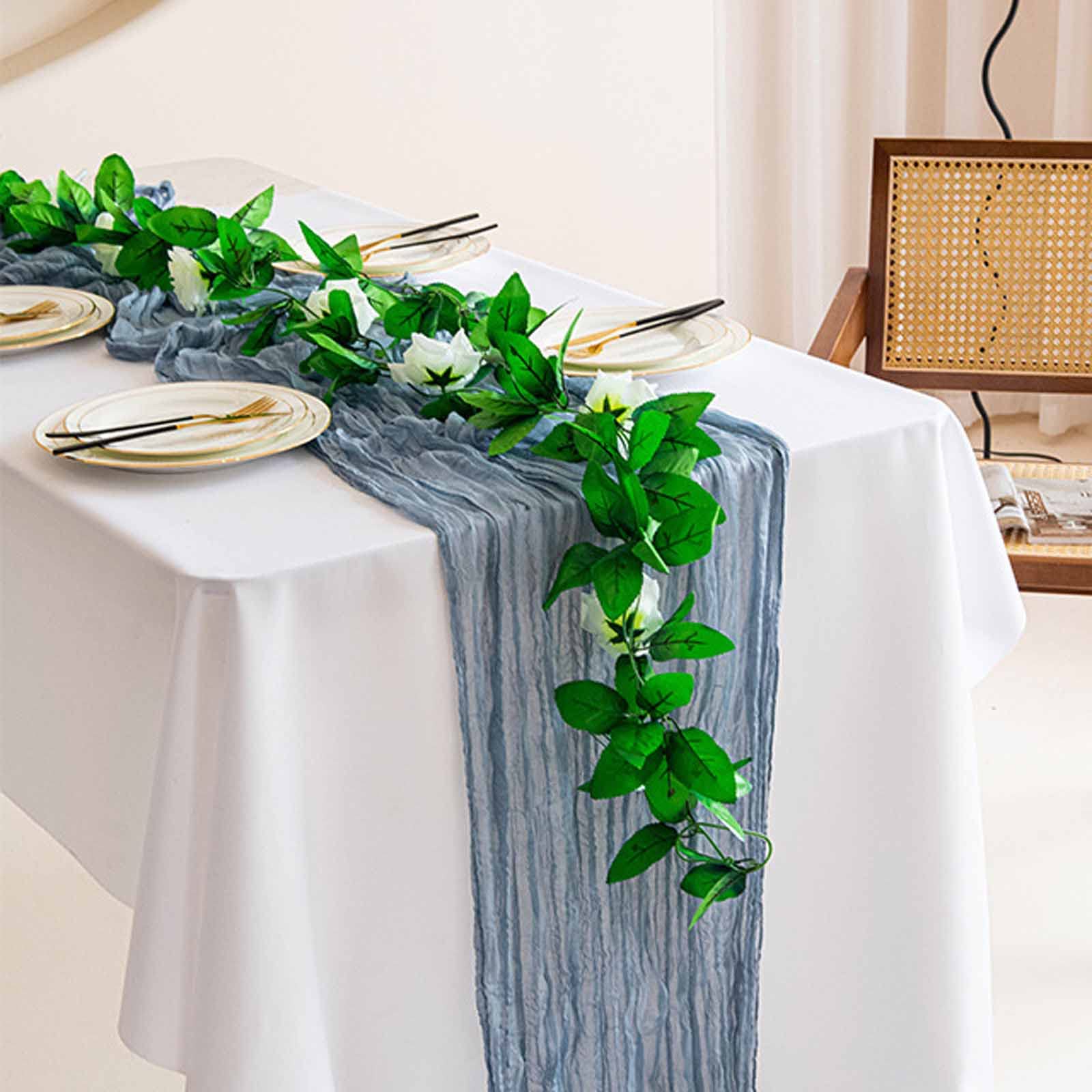 Paquete De 10 Caminos De Mesa De Tela De Queso Azul Polvoriento - 35x120 Pulgadas, Estilo Rústico Bohemio