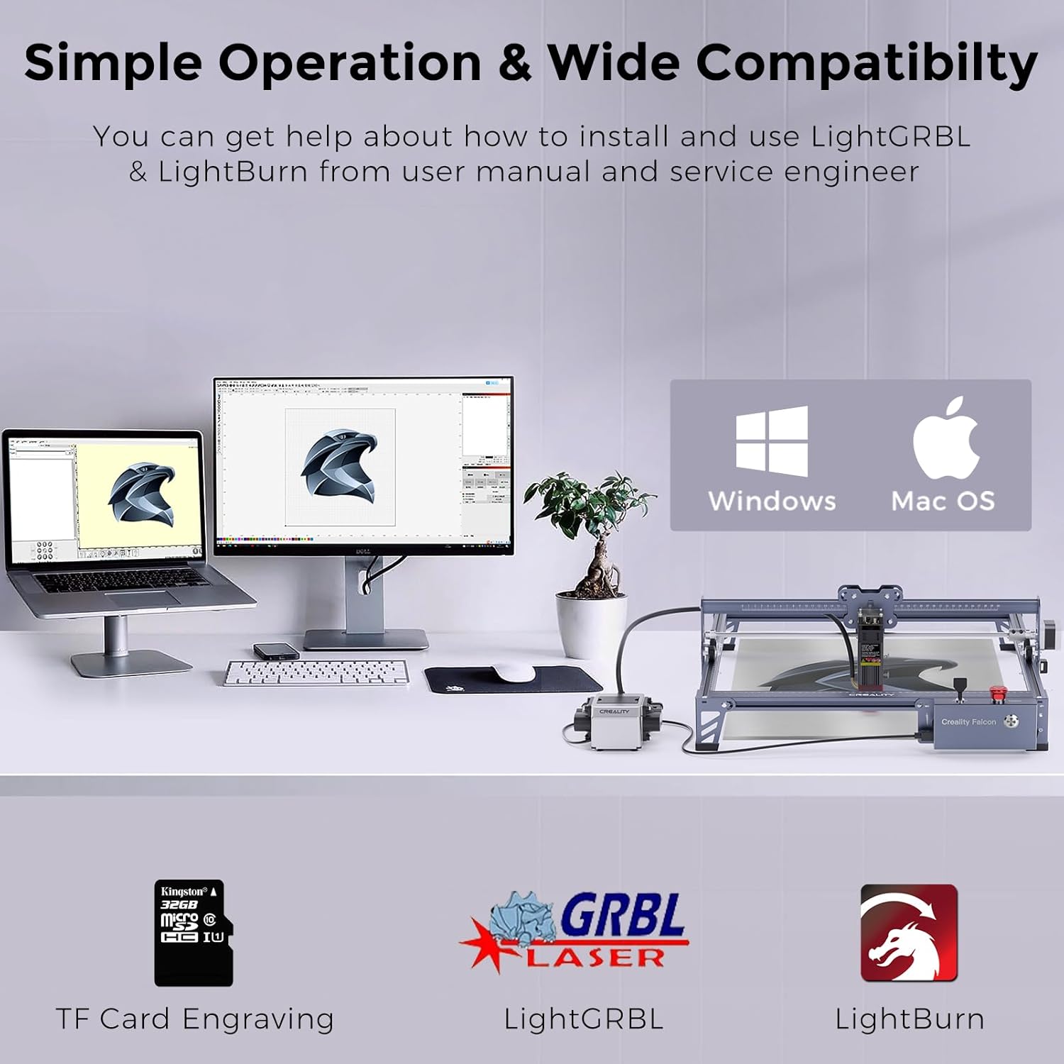 Creality Laser Engraver 4-in-1 Rotary Roller Kit for Glass Tumbler Ring, 72W Laser Cutter, 7.5W Laser Engraving Machine for Wood, Metal, Acrylic, CNC Machine for DIY Personalized Gift Wood Working