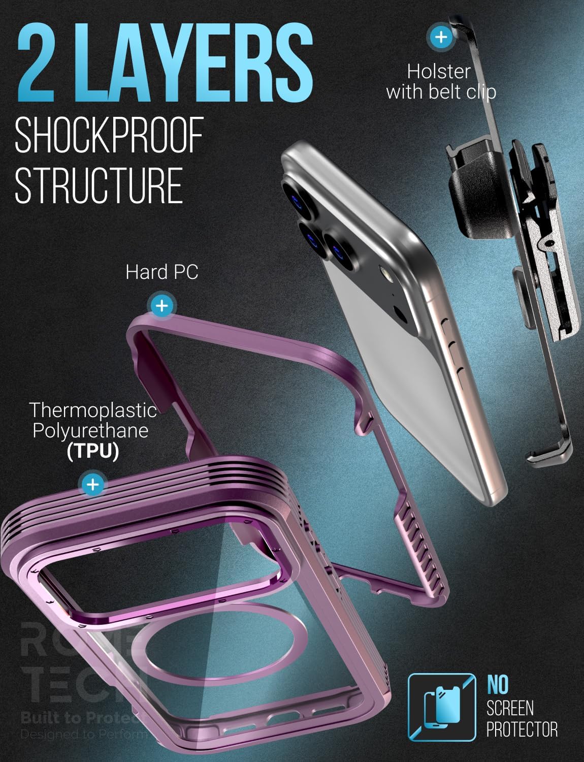 Designed for iPhone 17 Pro Case with Belt Clip Holster, Kickstand Slim Cover Compatible with Magsafe Chargers - Phone Case for iPhone 17 Pro - Wine - Image 3