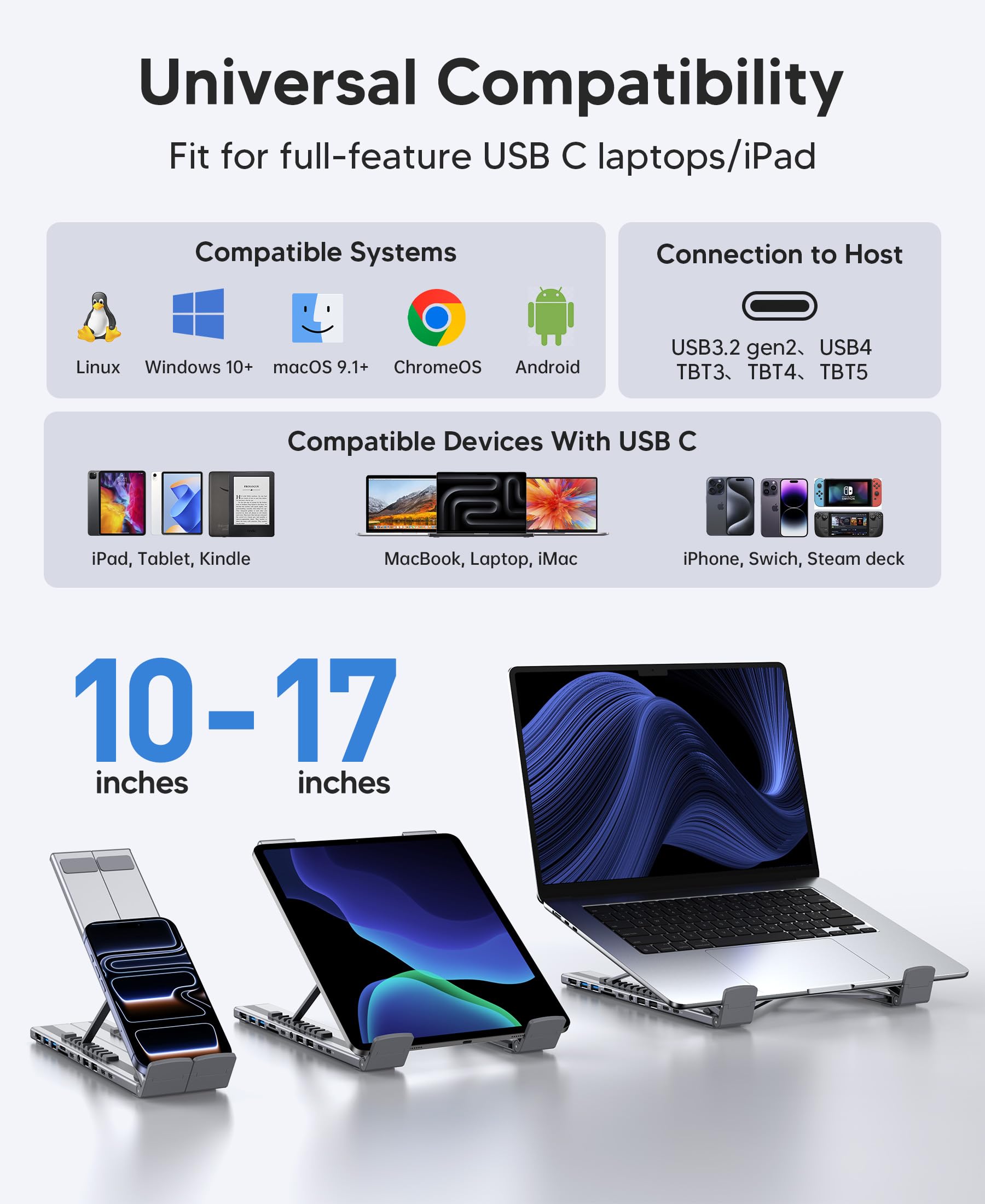 Mukiya Docking station per computer portatile, 11 in 1, supporto per laptop con HDMI 4K | HDMI 4K@60Hz, 2 USB A 3.0, 2 USB A 2.0, PD 100W, USB C 3.0+SD & TF+Audio Compatibile con Mac Pro/Air/Dell/HP/Surface/Lenovo