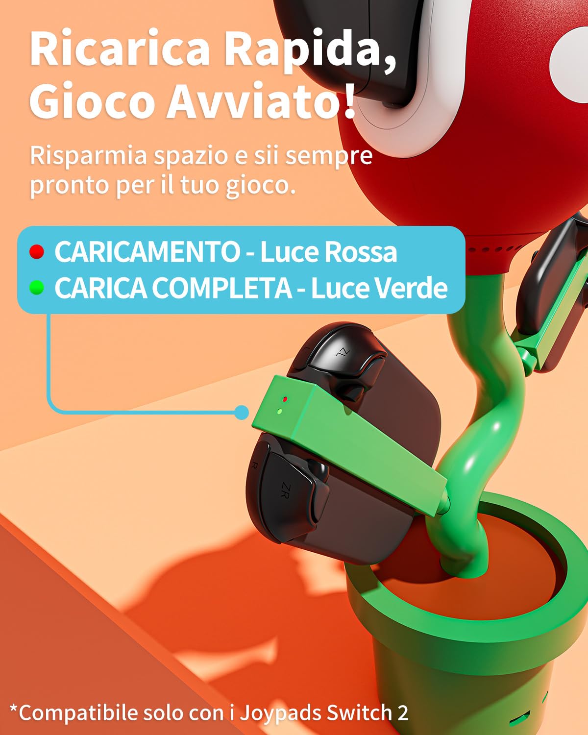 Dock Switch 2 TV Compatibile con Nintendo Switch 2 Docking Station, Base di Ricarica per Switch2/Joypad, Supporto Piranha2 con Porte HDMI 4K 60Hz/USB 2.0/USB-C Ricarica Rapida PD