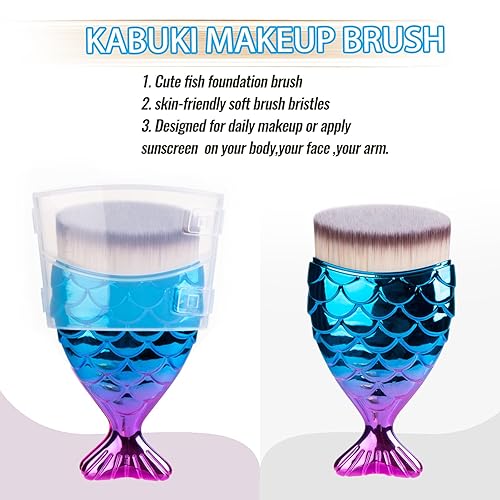 Miniatura 4 de UNIMEIX Cepillo de protección solar para rostro Kabuki Brush Aplicador de protector solar para niños, brochas de maquillaje para base líquida,