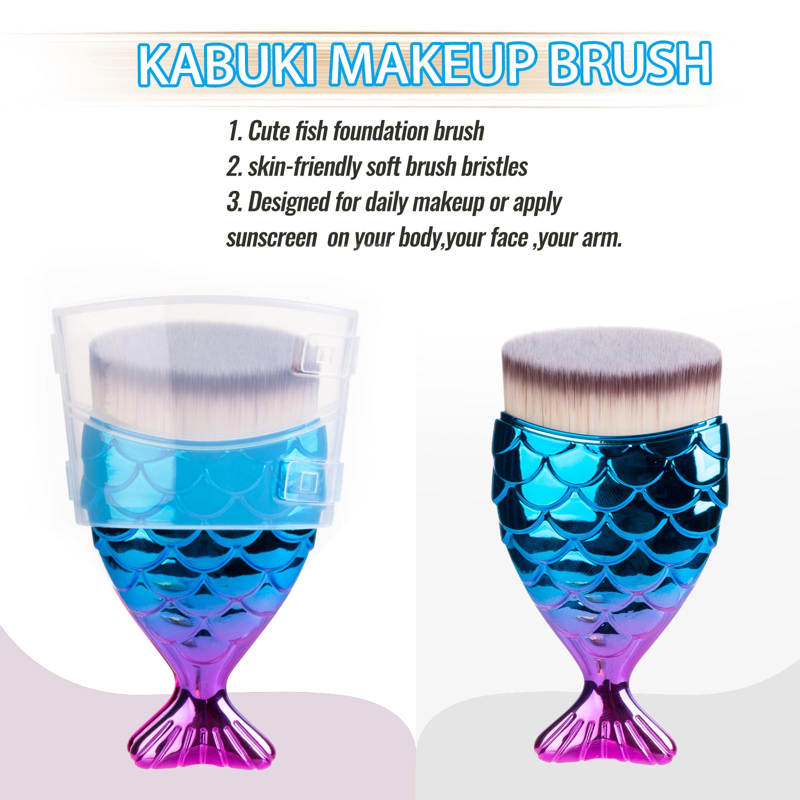 UNIMEIX Brocha de protección solar para cara, brocha Kabuki, aplicador de protector solar para niños, brochas de maquillaje para base líquida, polvo, crema, pulido, difuminado