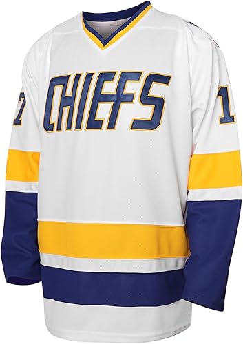 Miniatura 2 de Hanson Brothers - Camiseta de hockey 16 Charlestown Chiefs 17 Jeff Slap Shot 18, camiseta de hockey de película, azul, blanco, S-3XL