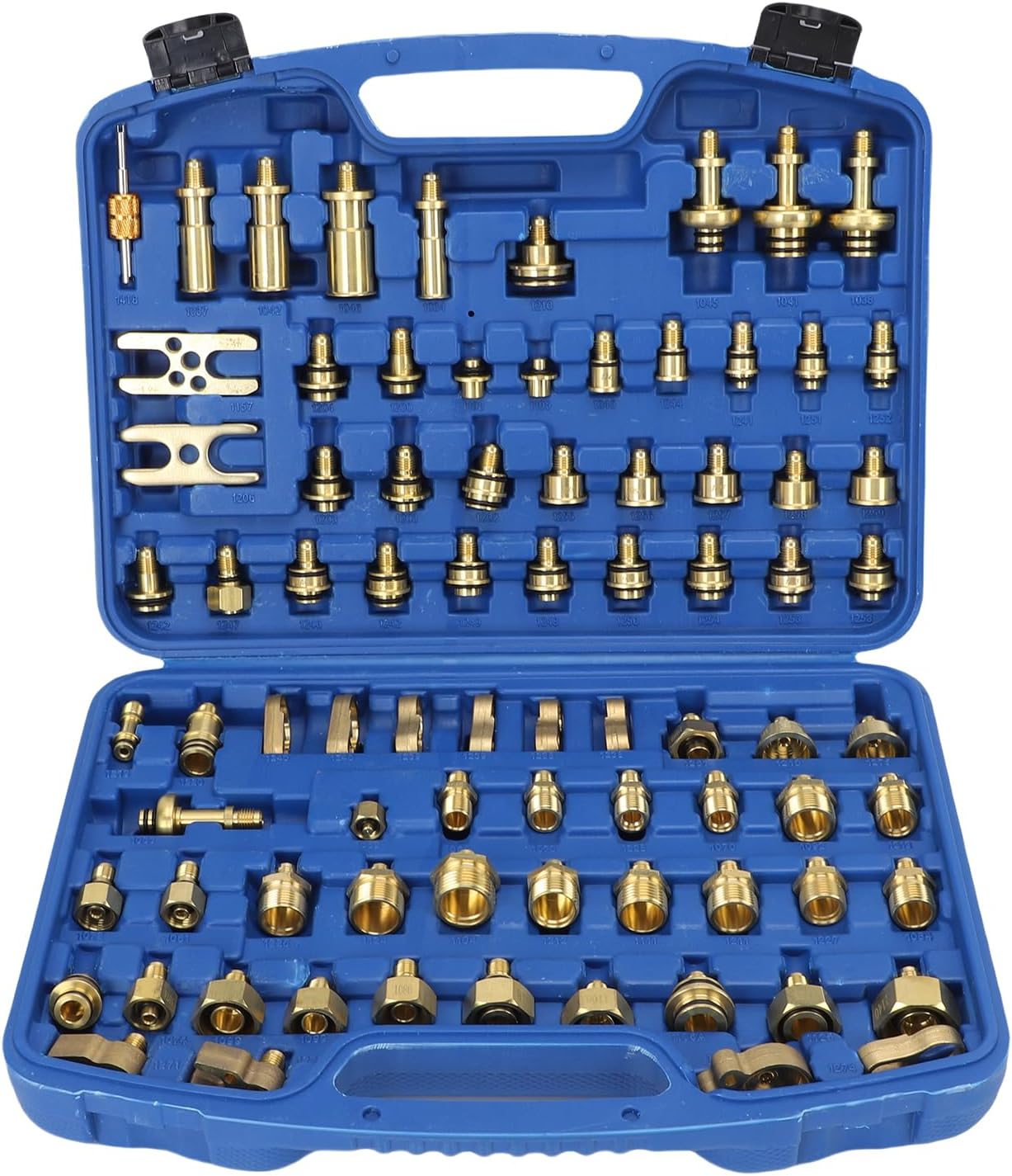 81PCS Automotive Air Conditioning Leak Test Kit Brass AC Leak Detector Tool Professional AC Connector Repair Tools Kit