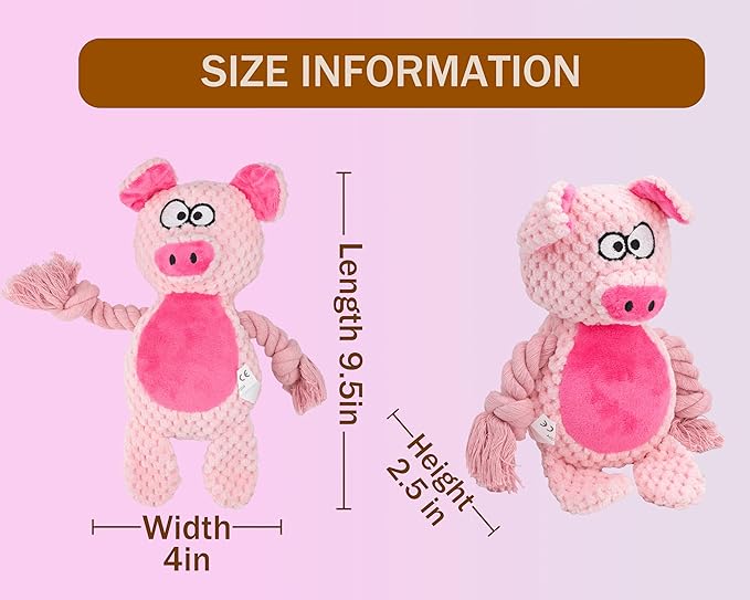 Juguete Squeaky para Perro Peluche Cerdo Rosa con Cuerda miniatura 2