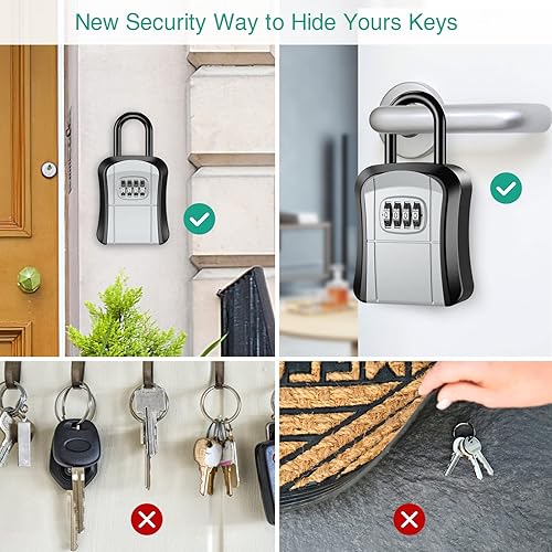 Miniatura 6 de ORIA Caja de cerradura de llave, caja de bloqueo de combinación de 4 dígitos, caja de almacenamiento de llaves montada en la pared, código