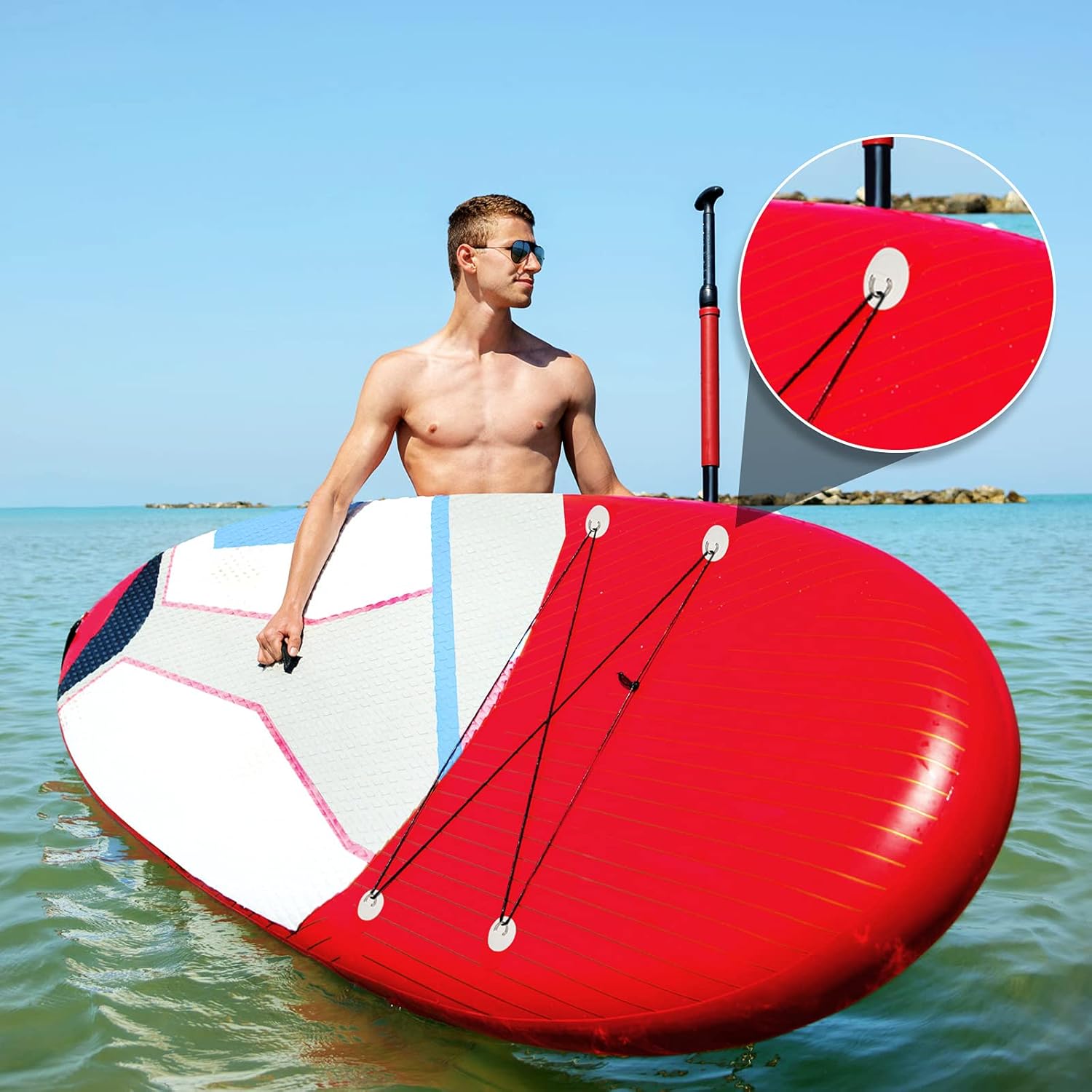 Hotop 6 Pieces Stainless Steel D-Ring Pad PVC Inflatable Boat Pad Patch D-Ring Patch for PVC Inflatable Boat Kayak Canoe Deck Accessories (White) : Sports & Outdoors