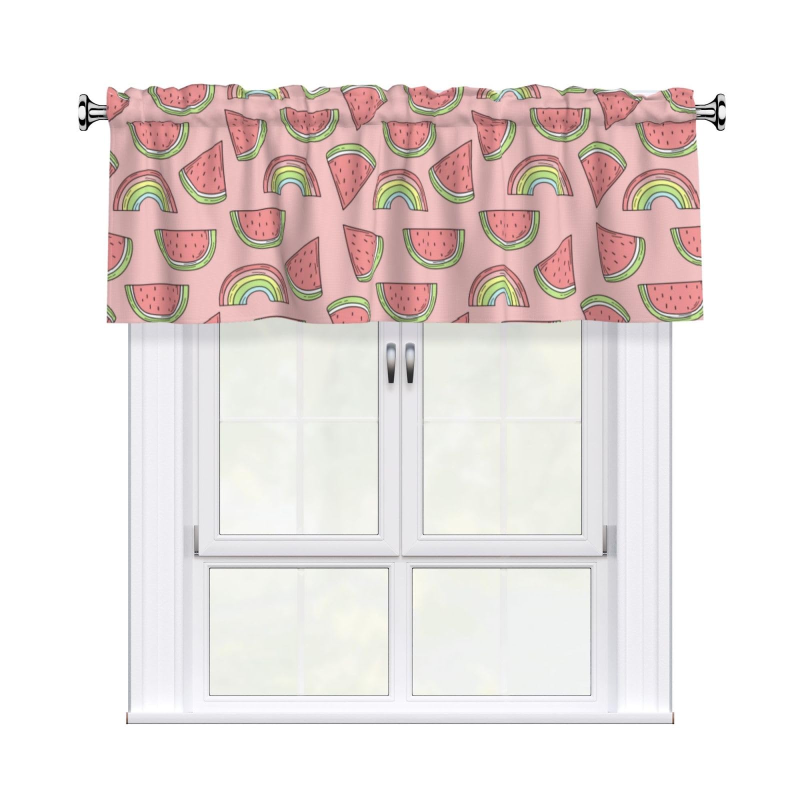 Noble Ren Rainbow Watermelon Short Curtain Valance 54x18in For Kitchen Bathroom Cafe Living Room Decoration
