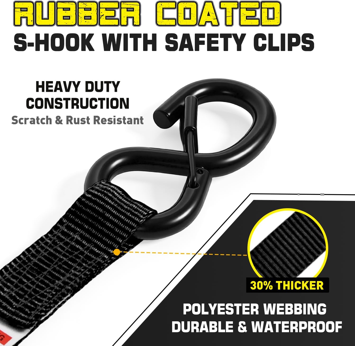 Boat Tie Down Straps to Trailer, 1 Inch x 4 FT Boat Transom Straps, 2100 LBS Break Strength with Security Lock S Hooks, Adjustable Boat Straps for Trailer, Jet ski, Boat, Kayak