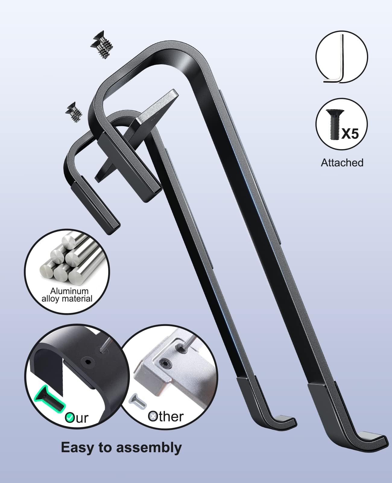 Laptop Stand for Desk, MacBook Stand SOQOOL Sturdy Laptop Riser, Ventilated Ergonomic Aluminum Laptop Holder Compatible with 12 13 15.6 17 Inch MacBook Pro Air/HP/Dell, Work Cooling Computer Stand — Amazon image 7