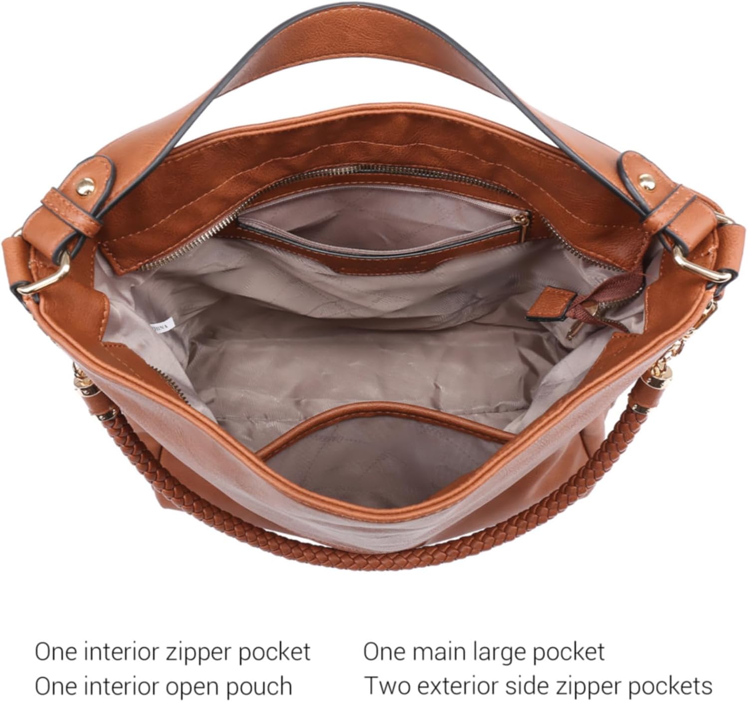 Dasein Hobo Handbags for Women Purses Vegan Leather Shoulder Bags Bucket Purse Large Tote Set with Long Strap | Purses, Large, with Long Strap - Image 5