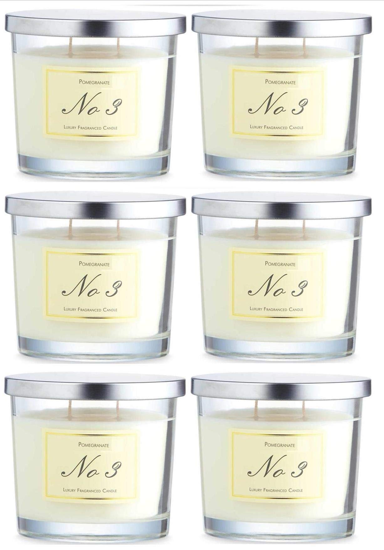 Aldi No 3 Pomegranate Luxury Fragranced Candle | 290g x 6 Pack | 2 Wicks