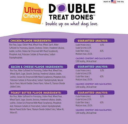 Miniatura 6 de Ultra Chewy Huesos de doble trato golosinas de larga duración fabricadas en Estados Unidos para razas grandes y pequeñas, altamente digeribles, para