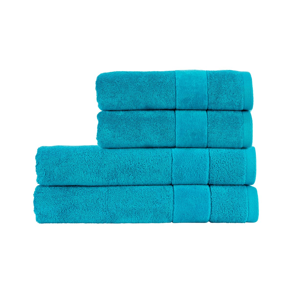 Christy Prism Bath Towel Set | 4 pieces | Vibrant Colours | 100% Turkish Cotton | Super Soft and Fluffy | Quick Dry | 2 Bath Towels 2 Hand Towels | Poolside Blue