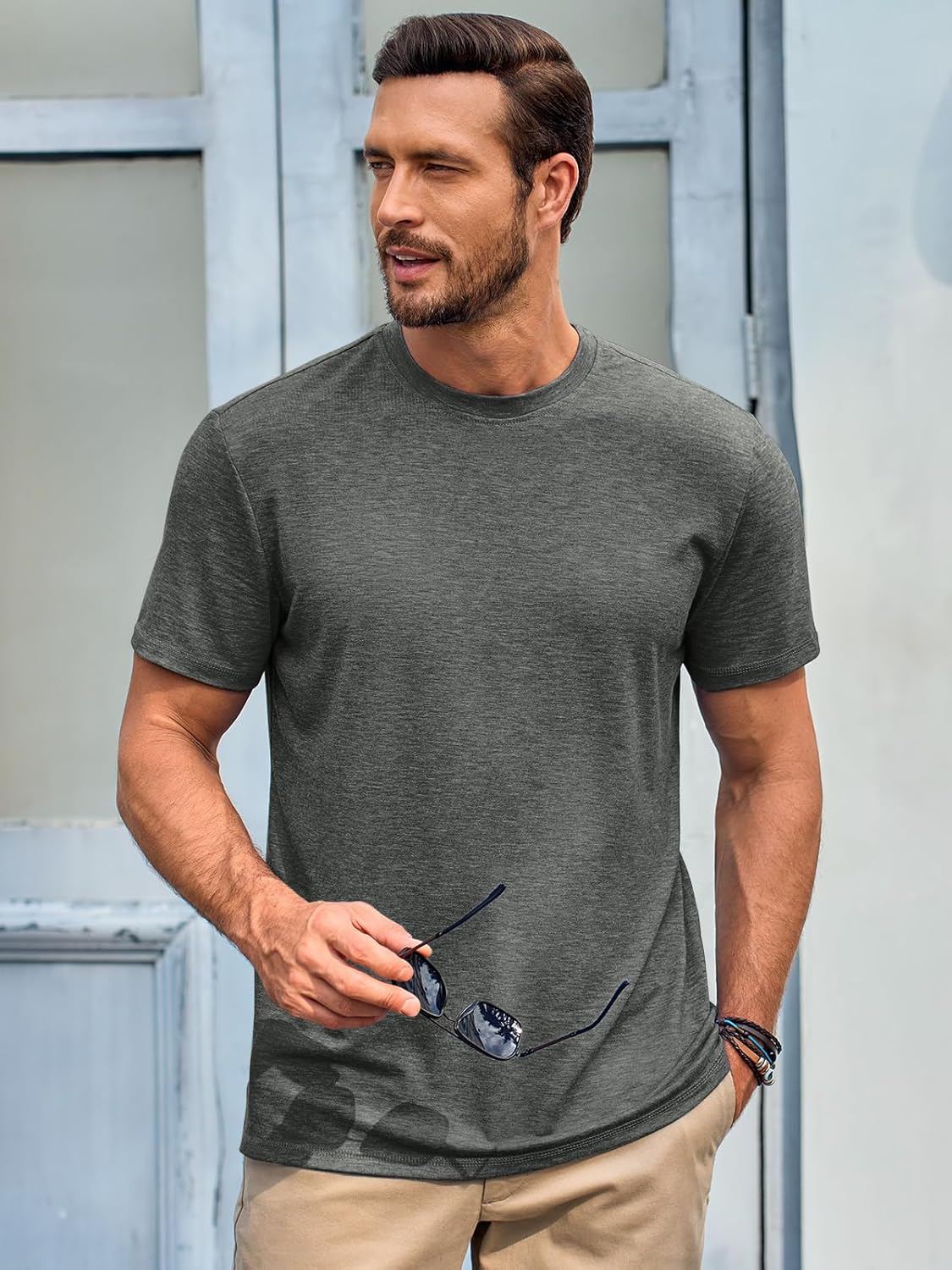 Runcati Mens Short Sleeve T-Shirts Classic Crew Neck Casual Shirt Summer Basic Lightweight Fashion Moisture Wicking Tees - Image 3