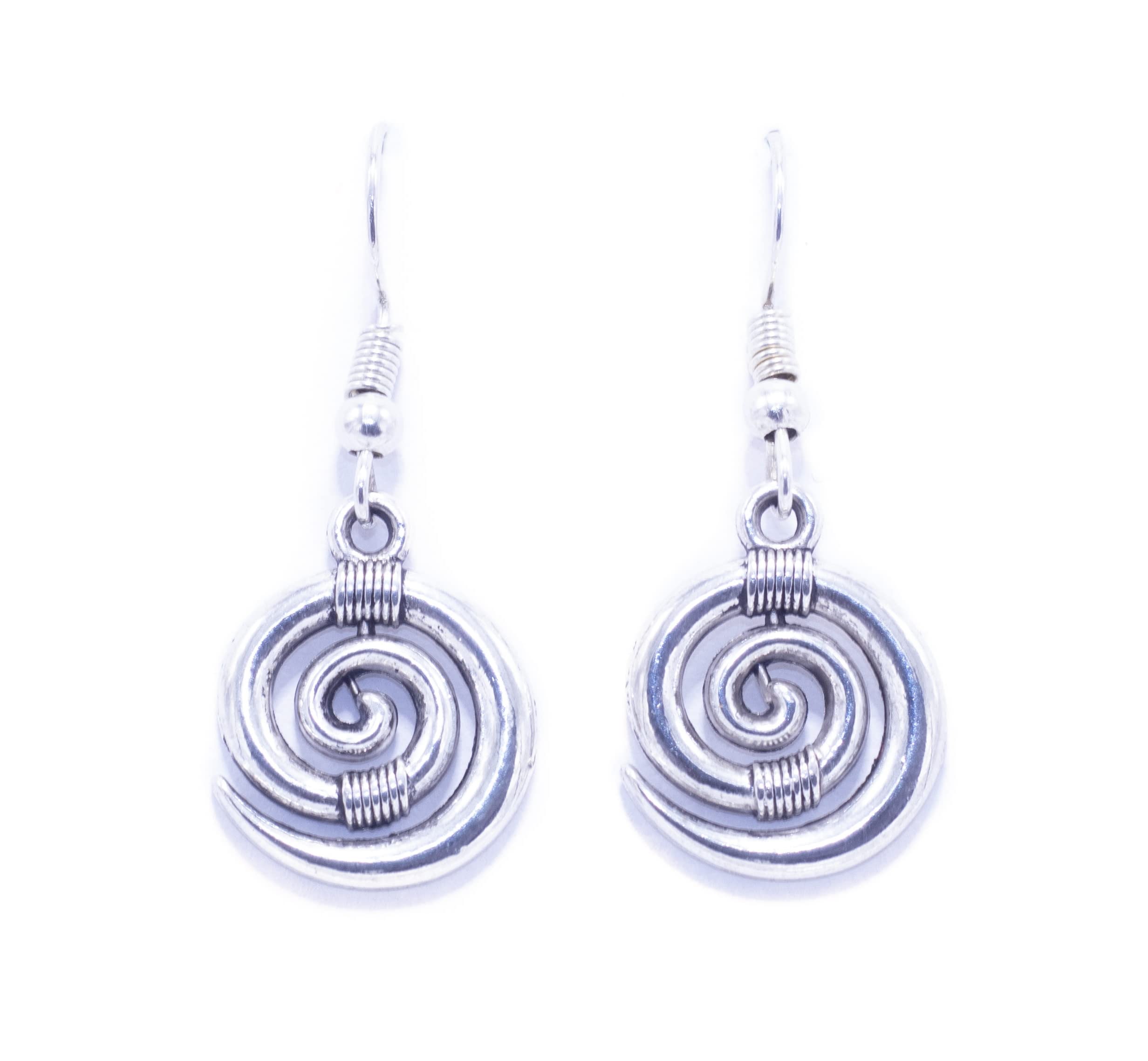 NILUXE DESIGN Pendientes mujer celta - Pendiente espiral celta mujer zamak y gancho plata 925 -Pendiente mujer estilo bohemio - Bonito para lucir e ideal para regalar (Pendientes)