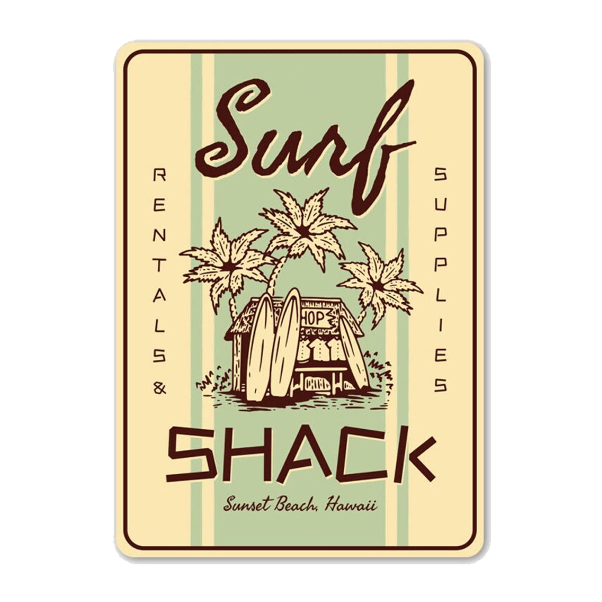 Wcguokj Colorful Surf Shack Sign, Surfboard Rentals, Surfer Hangout Sign, Surf Shack Decor, Surfers Paradise, Sunset Beach, Surfer Gifts, Quality Metal Sign 8X12inch