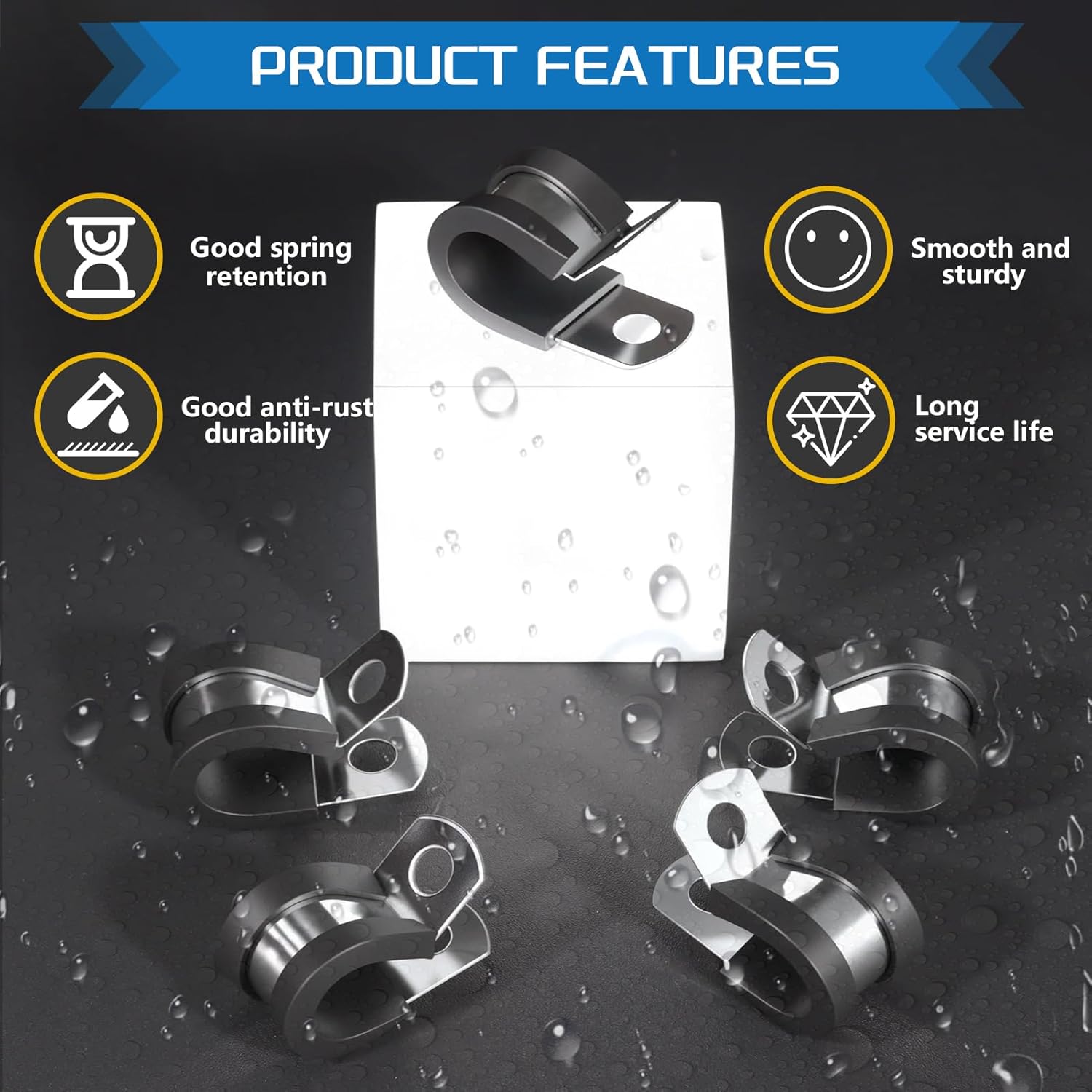 1/4 Inch 304 Stainless Steel Cable Clamps 1/4" Cable Clamp Rubber Coated Wire Clip Pipe Clamp with Screws