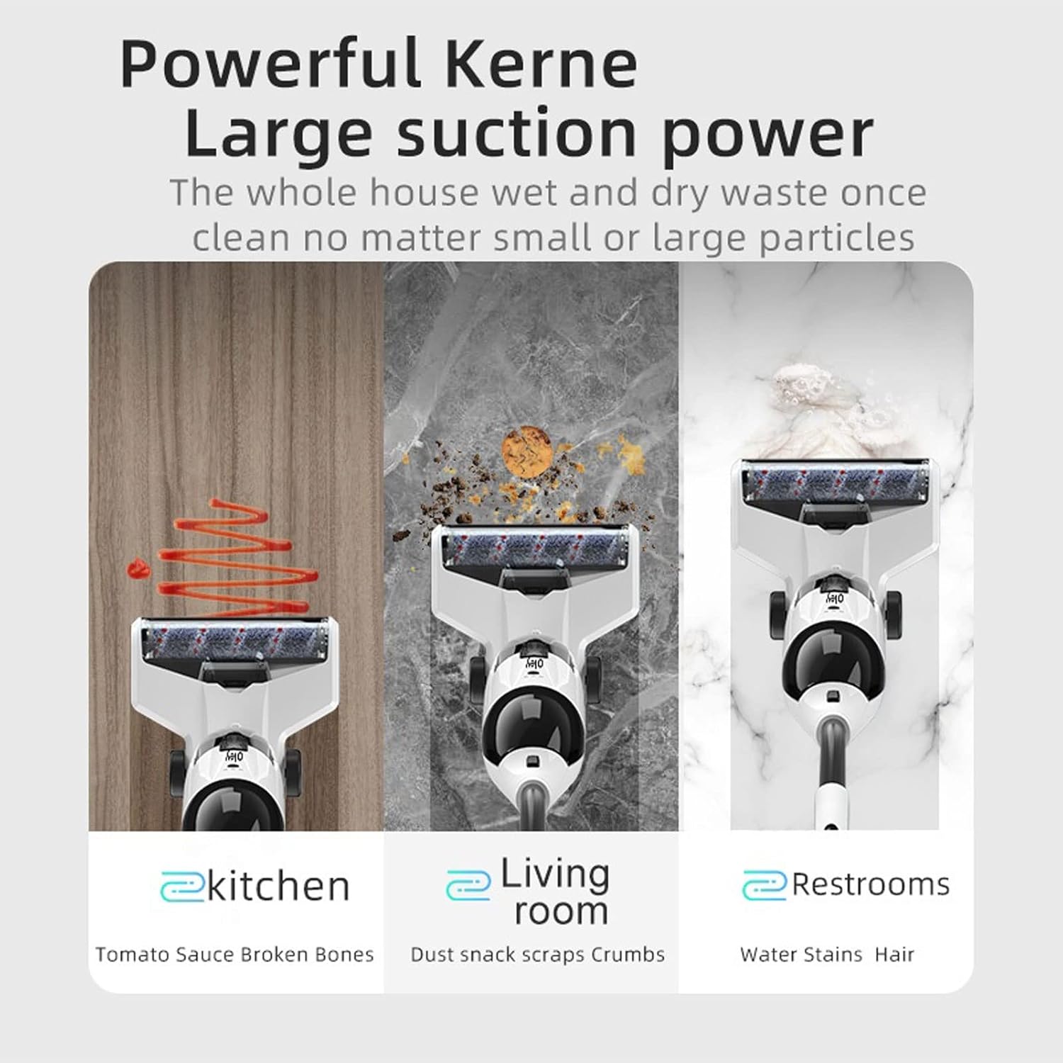 Hard Floor Vacuum Cordless Wireless Wet Dry Smart Vacuum Cleaner for Home Multi-Surface Cleaning Handheld Household (Color : White, Size : EU)